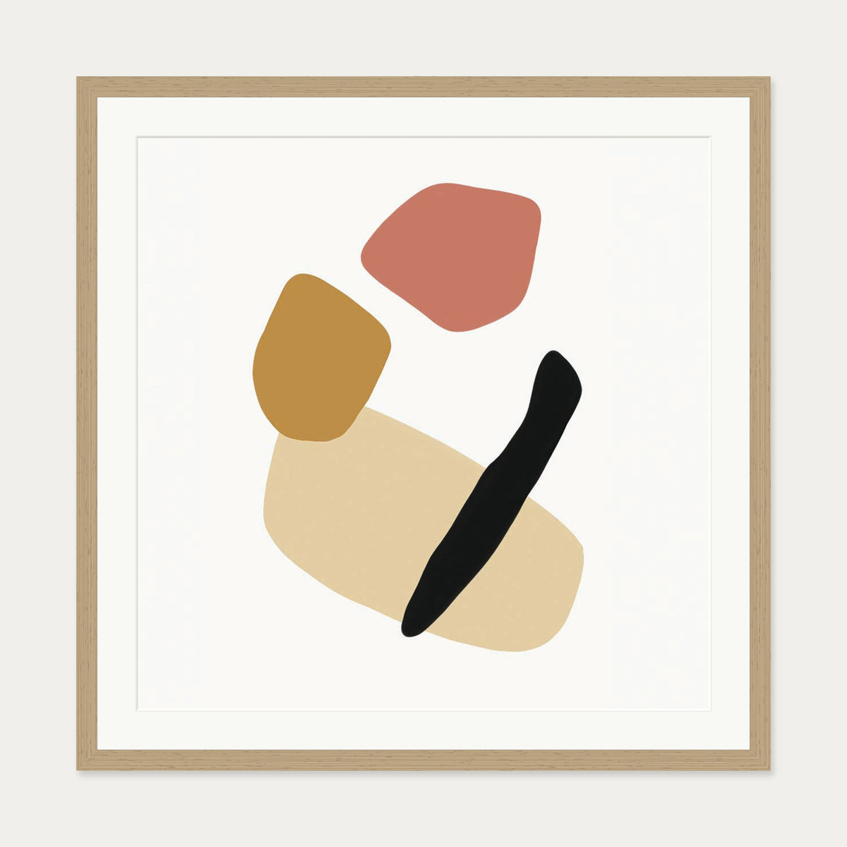 Tribal Shapes Art Print — 70 x 70 cm — Oak Frame