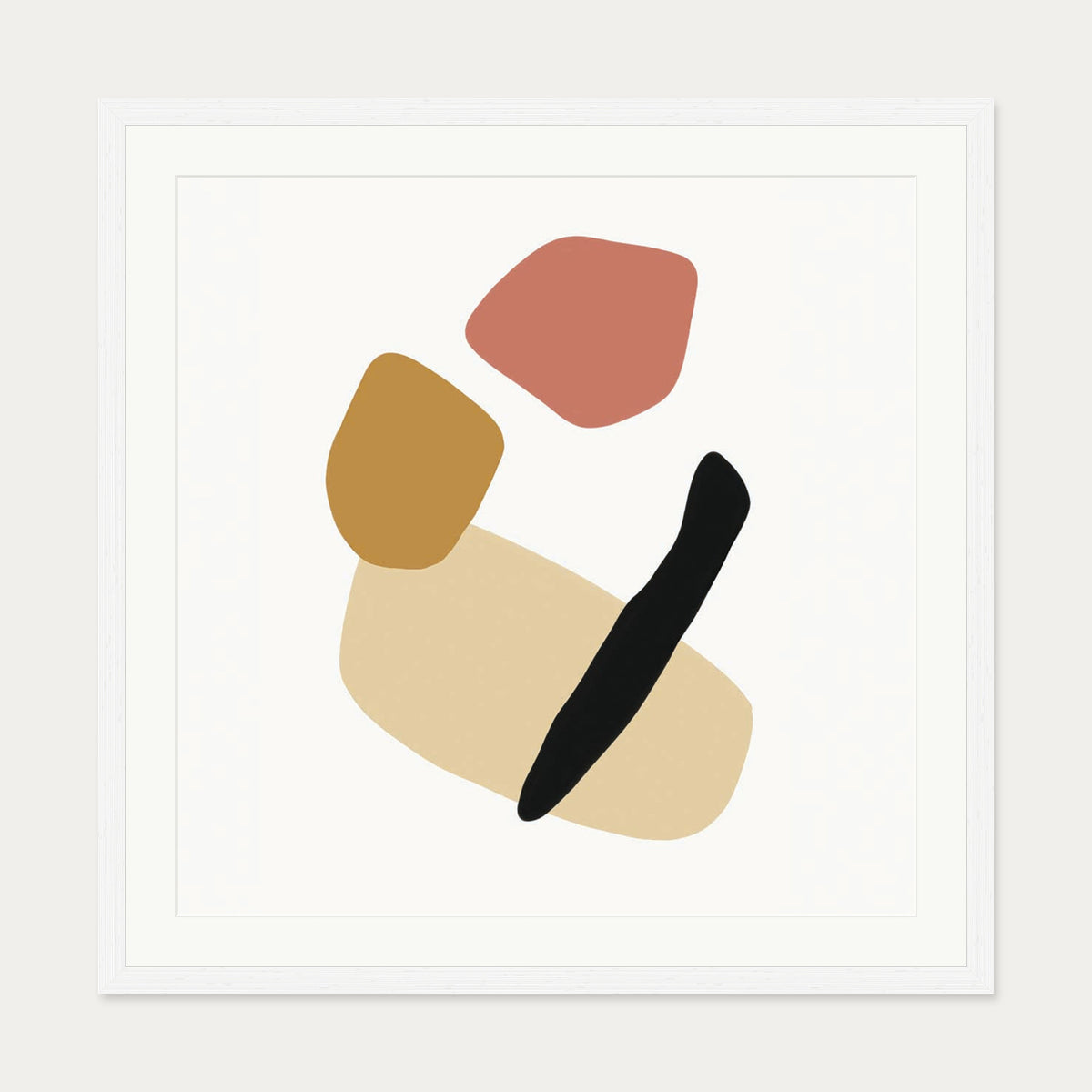 Tribal Shapes Art Print — 70 x 70 cm — White Frame