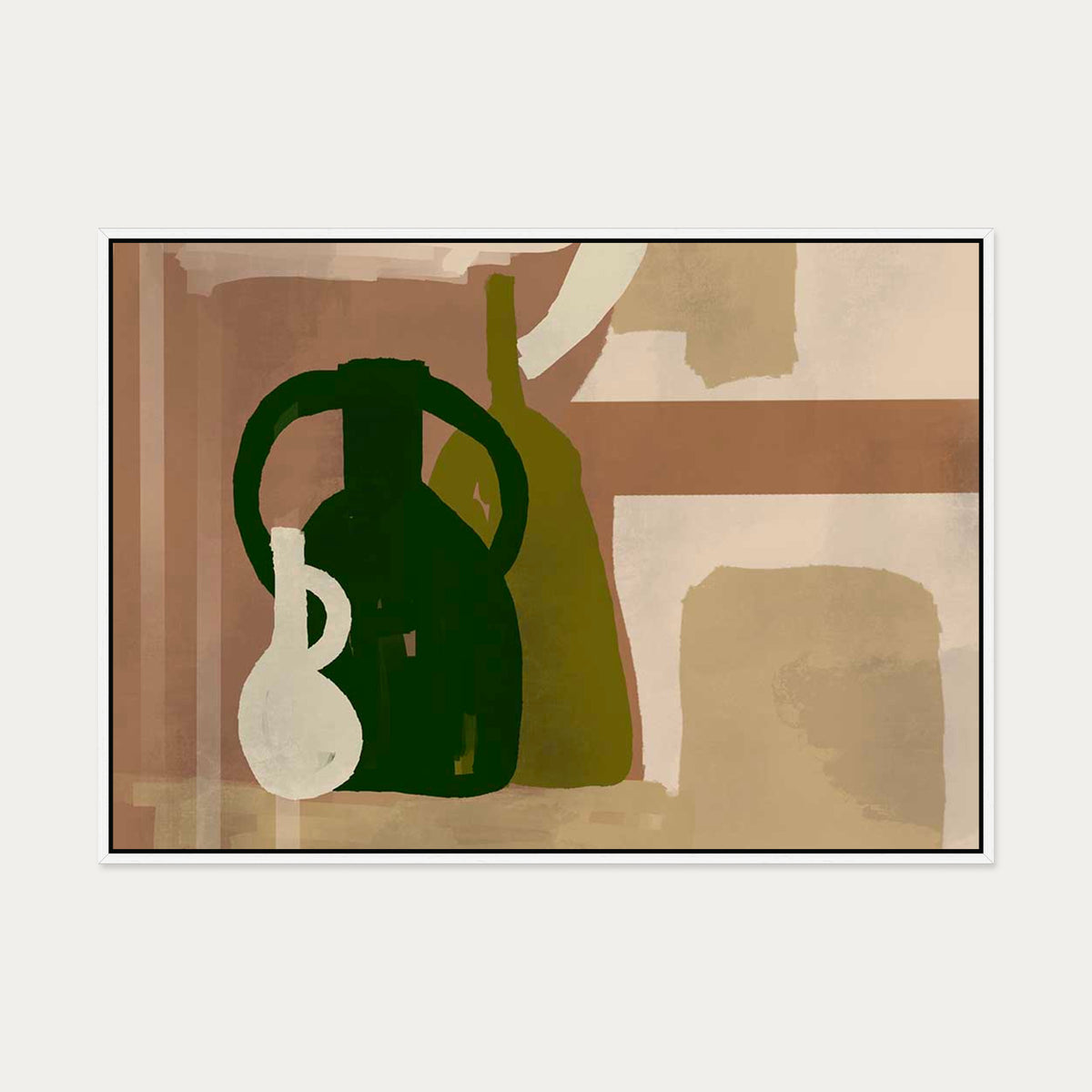 Trio Of Pots Study Canvas Art — 70 x 100 cm — White Frame