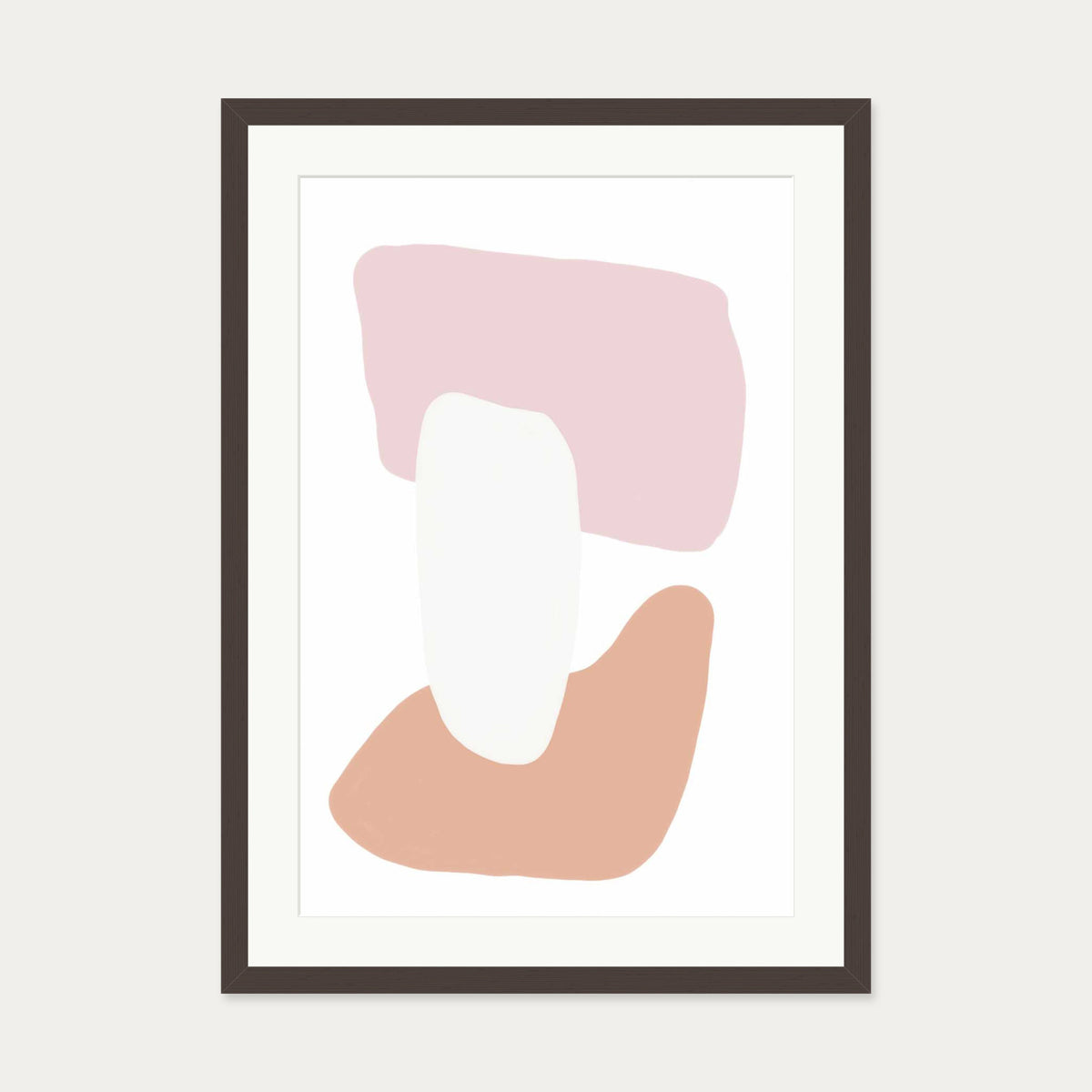 Trio Of Shapes Art Print — 50 x 70 cm — Brown Frame