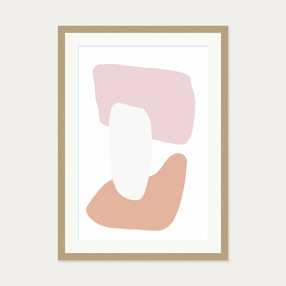 Trio Of Shapes Art Print — 50 x 70 cm — Oak Frame
