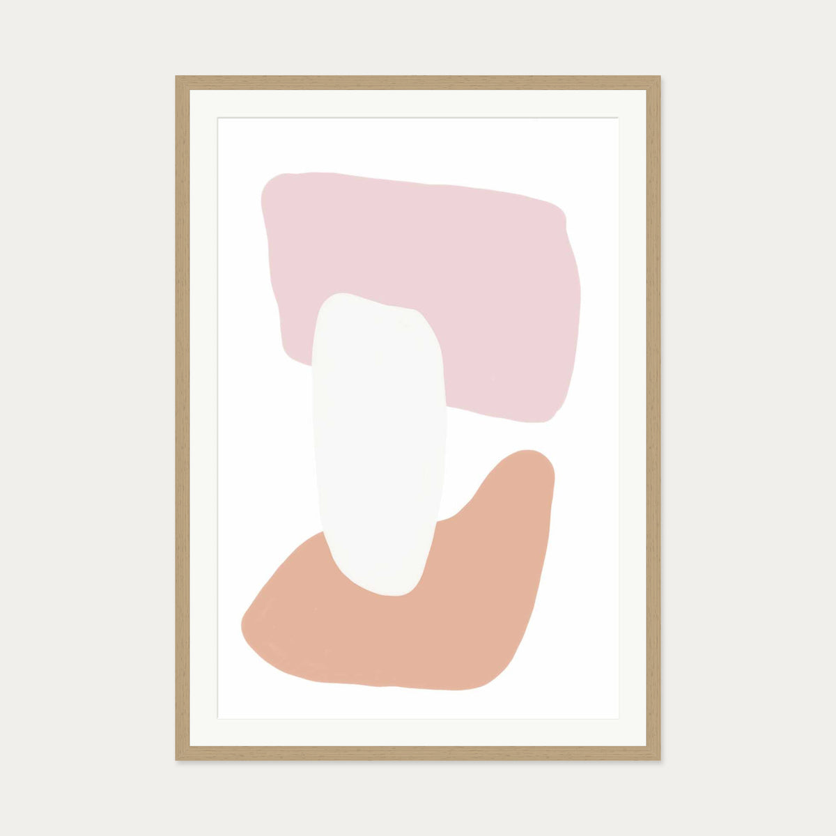 Trio Of Shapes Art Print — 70 x 100 cm — Oak Frame