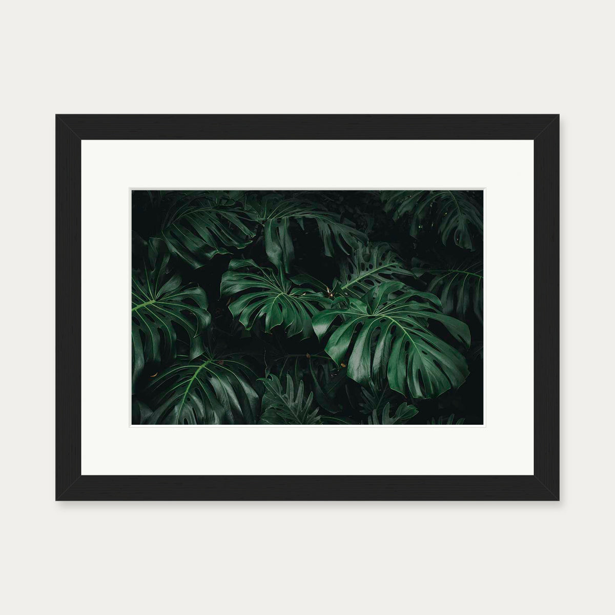 Tropical Green Leaves Art Print — 30 x 40 cm — Black Frame