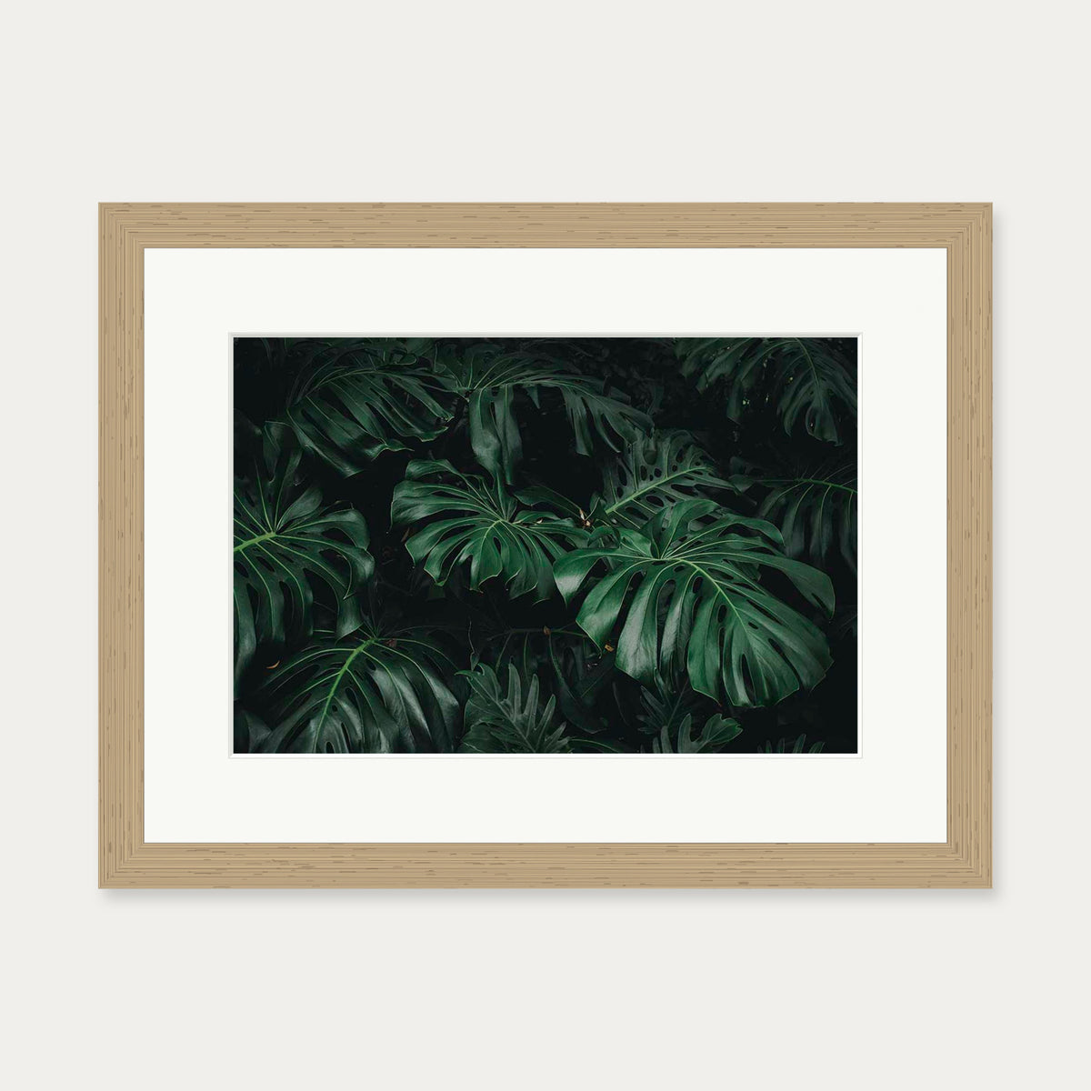 Tropical Green Leaves Art Print — 30 x 40 cm — Oak Frame
