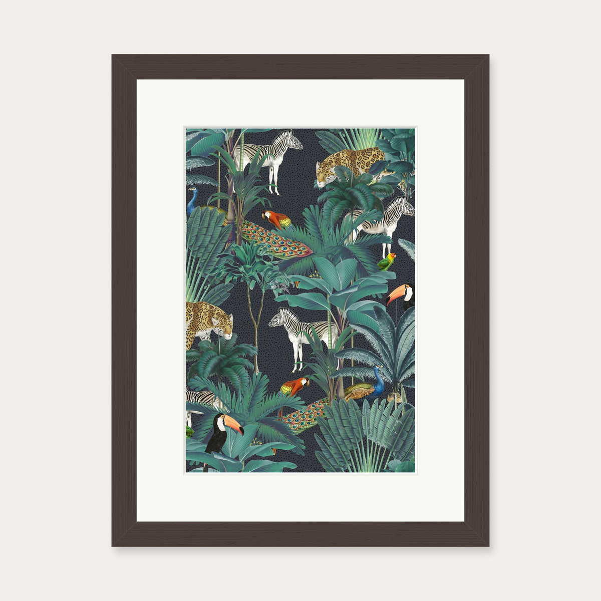 Tropical Jungle Art Print — 30 x 40 cm — Brown Frame