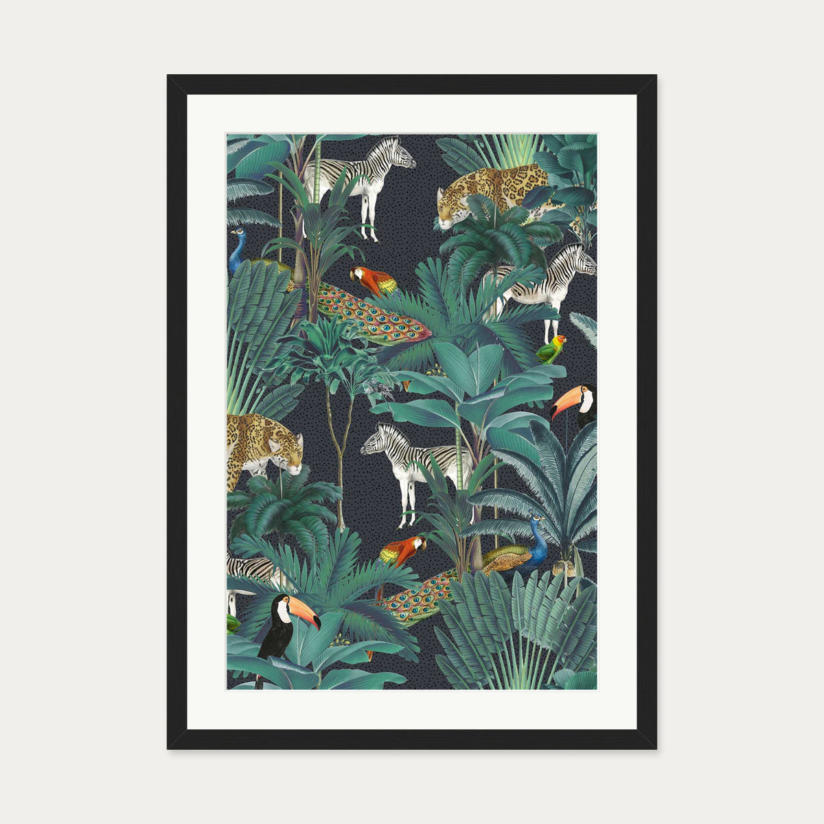 Tropical Jungle Art Print — 50 x 70 cm — Black Frame