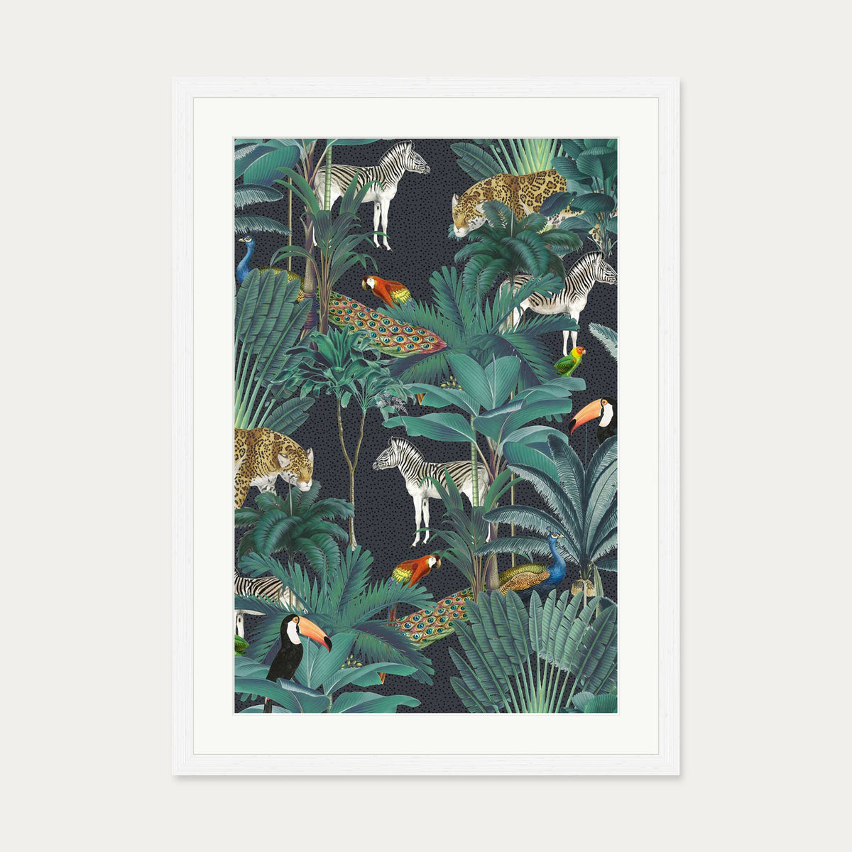 Tropical Jungle Art Print — 50 x 70 cm — White Frame