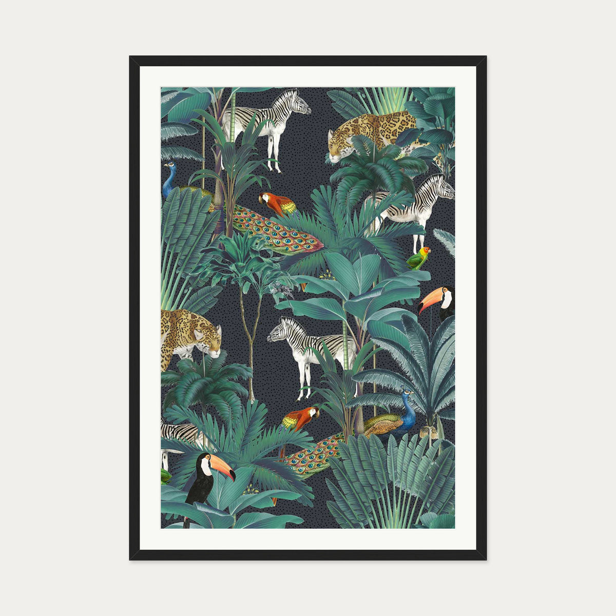 Tropical Jungle Art Print — 70 x 100 cm — Black Frame