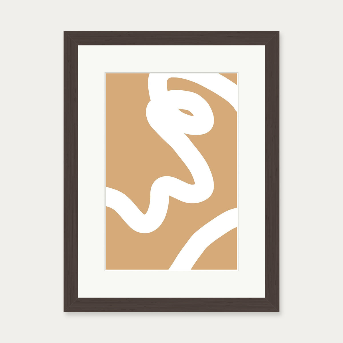 Tube White Line Art Print — 30 x 40 cm — Brown Frame