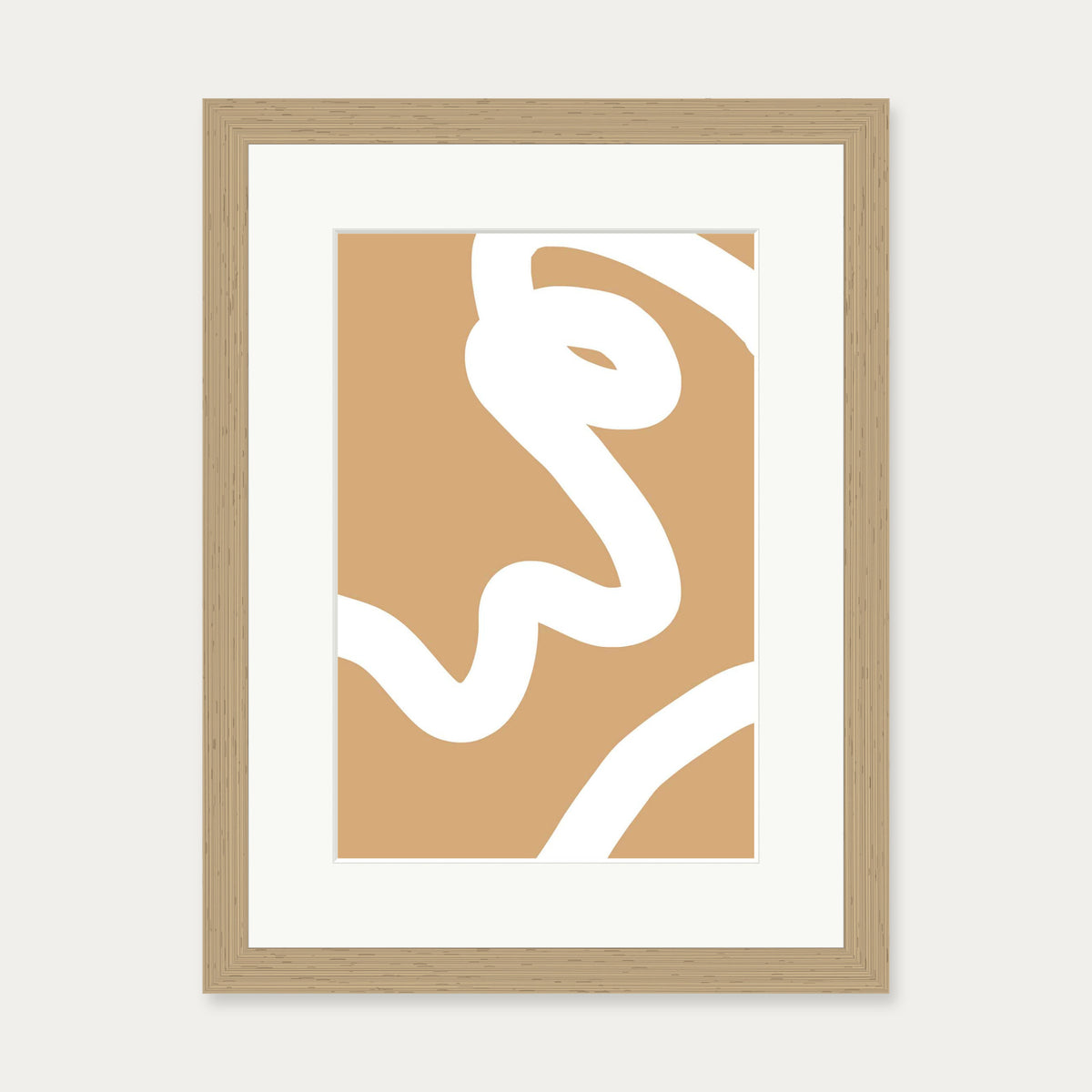Tube White Line Art Print — 30 x 40 cm — Oak Frame