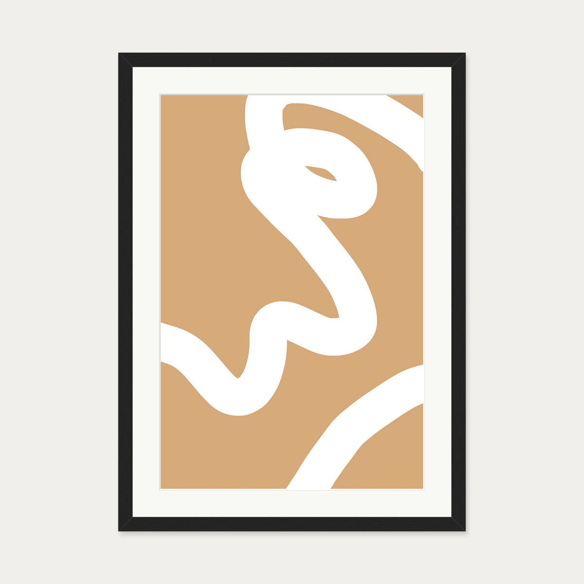 Tube White Line Art Print — 50 x 70 cm — Black Frame