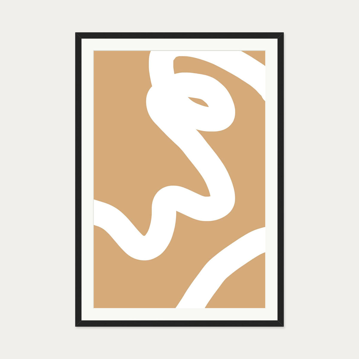 Tube White Line Art Print — 70 x 100 cm — Black Frame