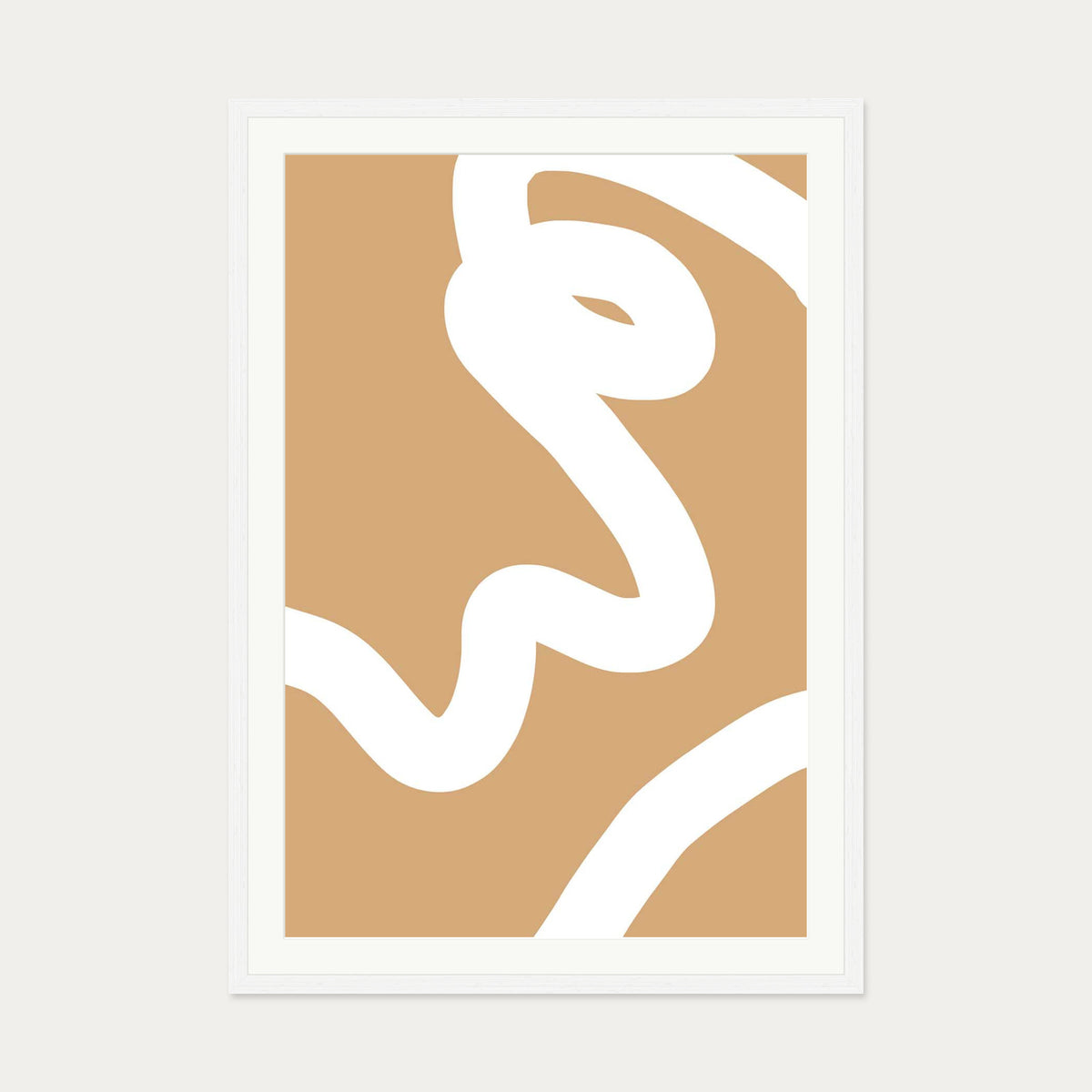 Tube White Line Art Print — 70 x 100 cm — White Frame