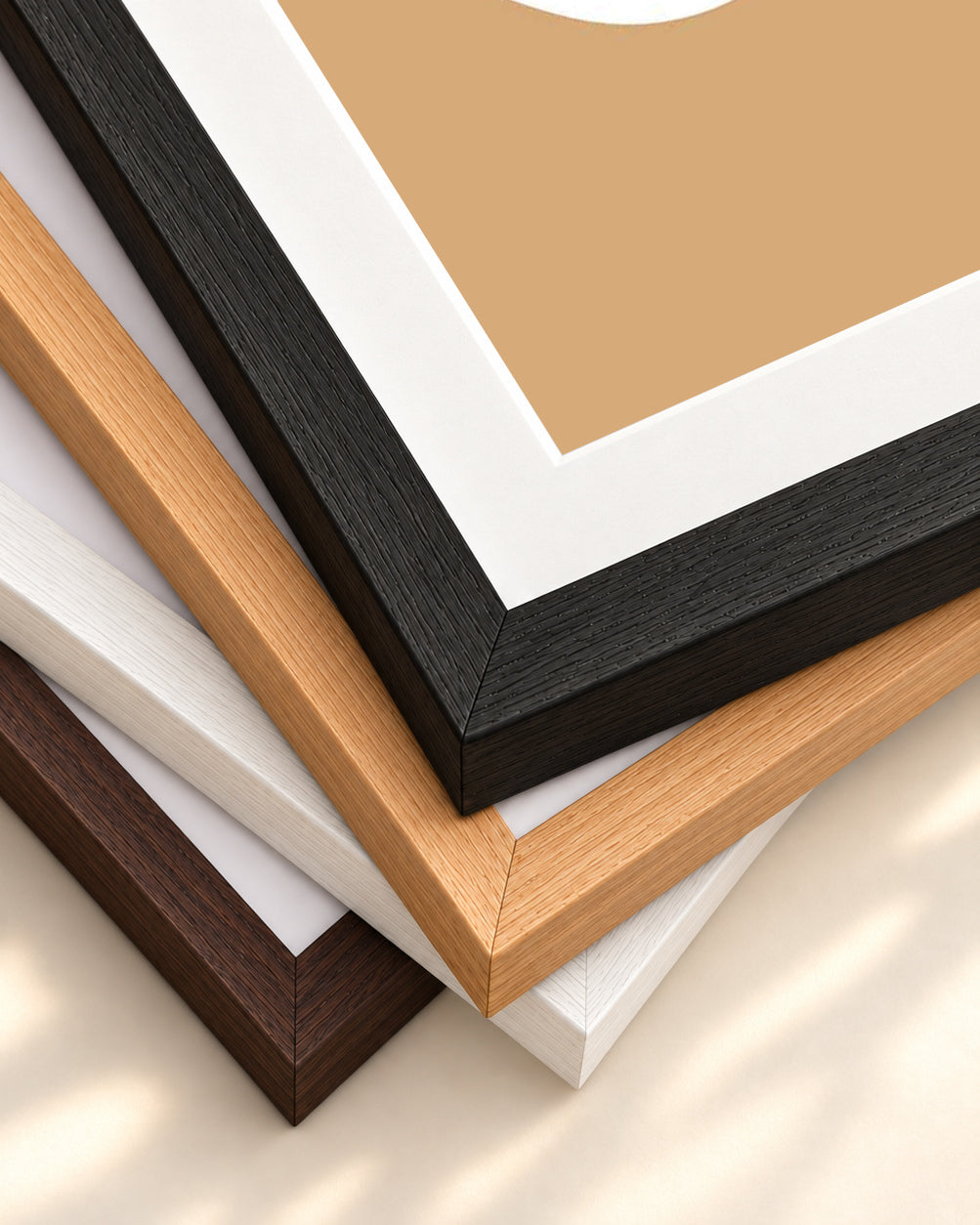 Tube White Line Art Print — framed print corner with 5 cm mount and bevel