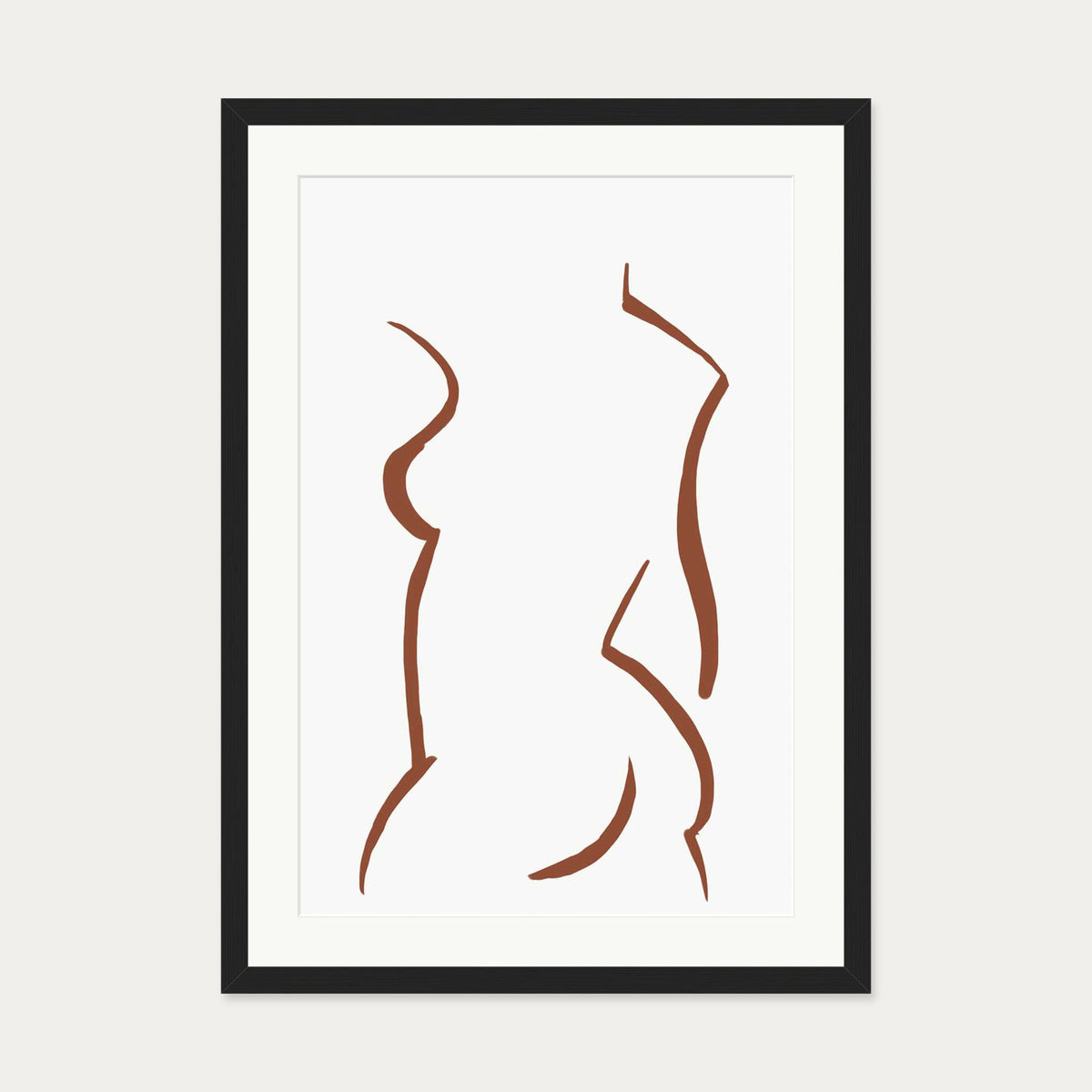 Two Line Female Nude Illustration Line Art Print — 50 x 70 cm — Black Frame