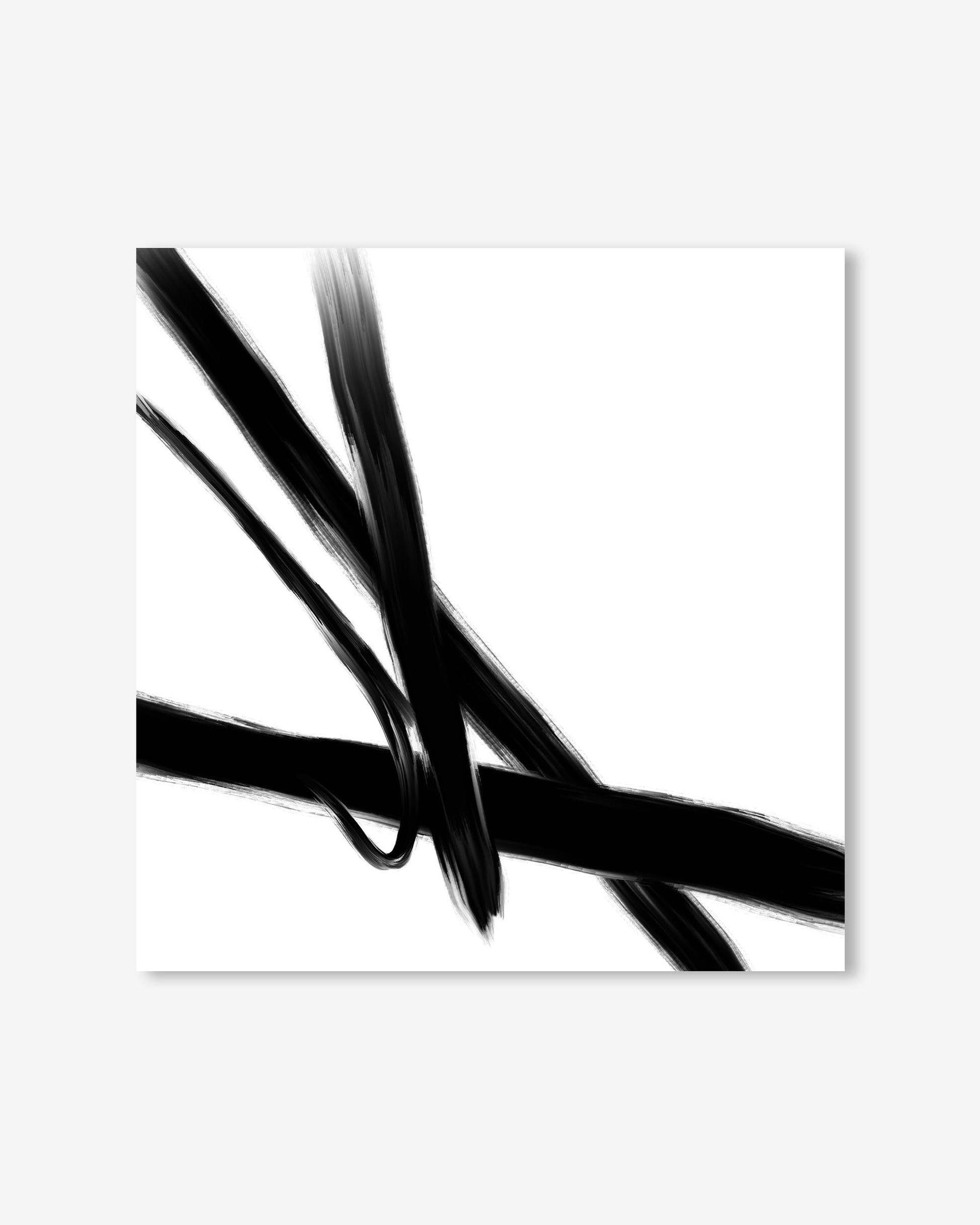 Black abstract brush strokes on a white background