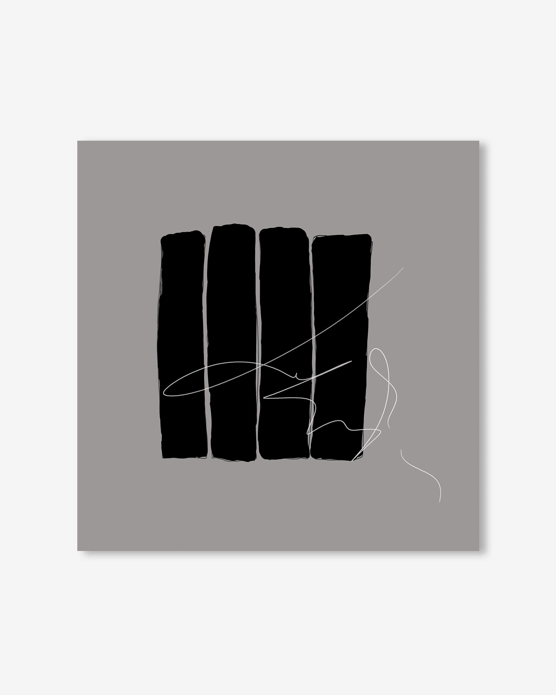 Abstract art with black lines on a gray background