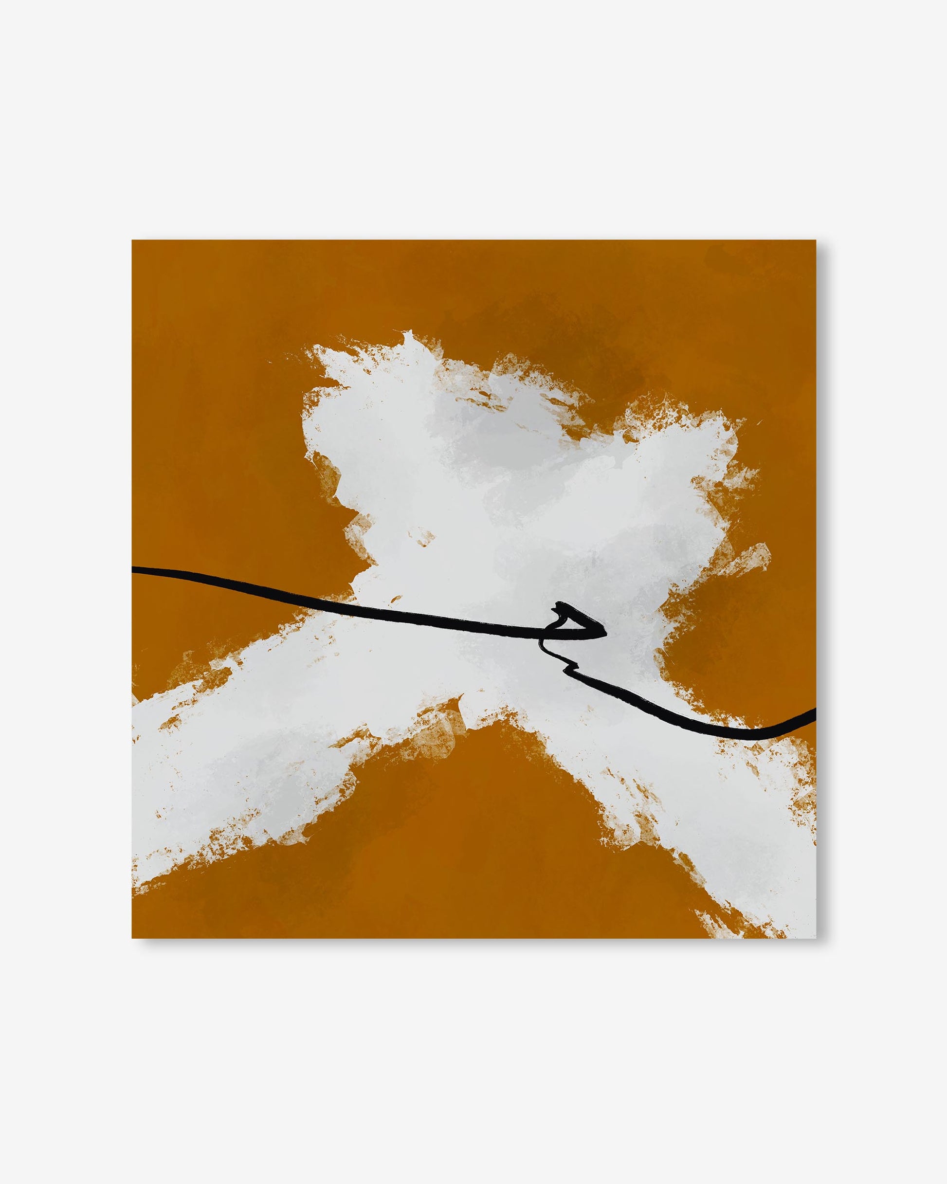 Abstract design with white and brown shapes on a white background