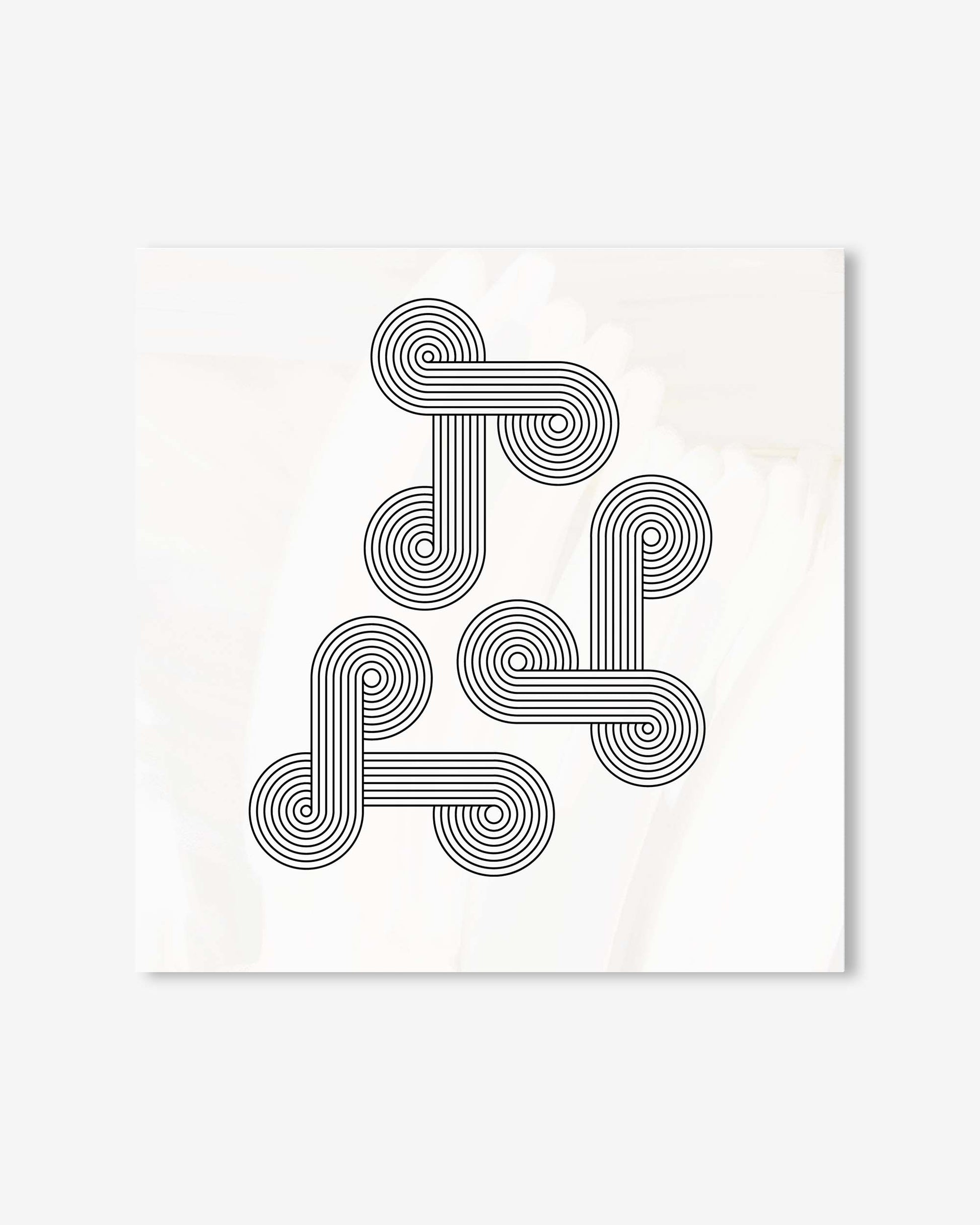 Black geometric pattern on a white background