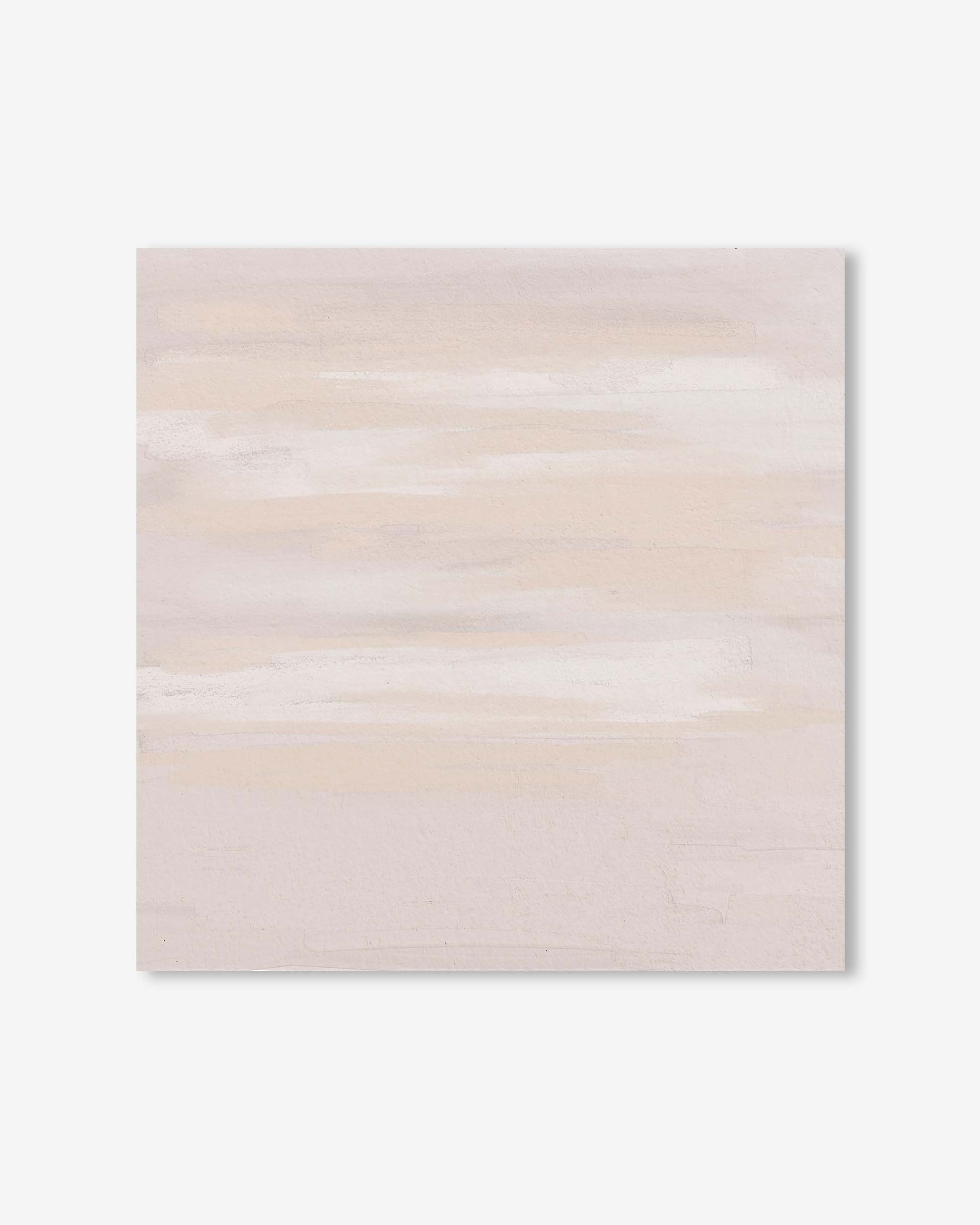 Abstract painting with soft pink and beige colors on a light gray background