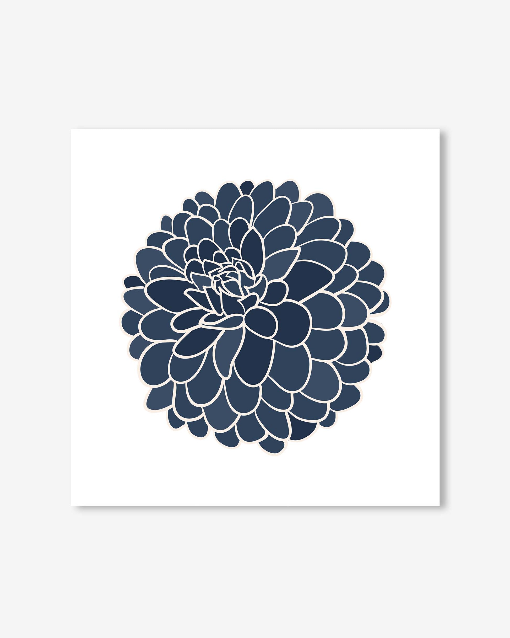 Navy blue floral design on a white background