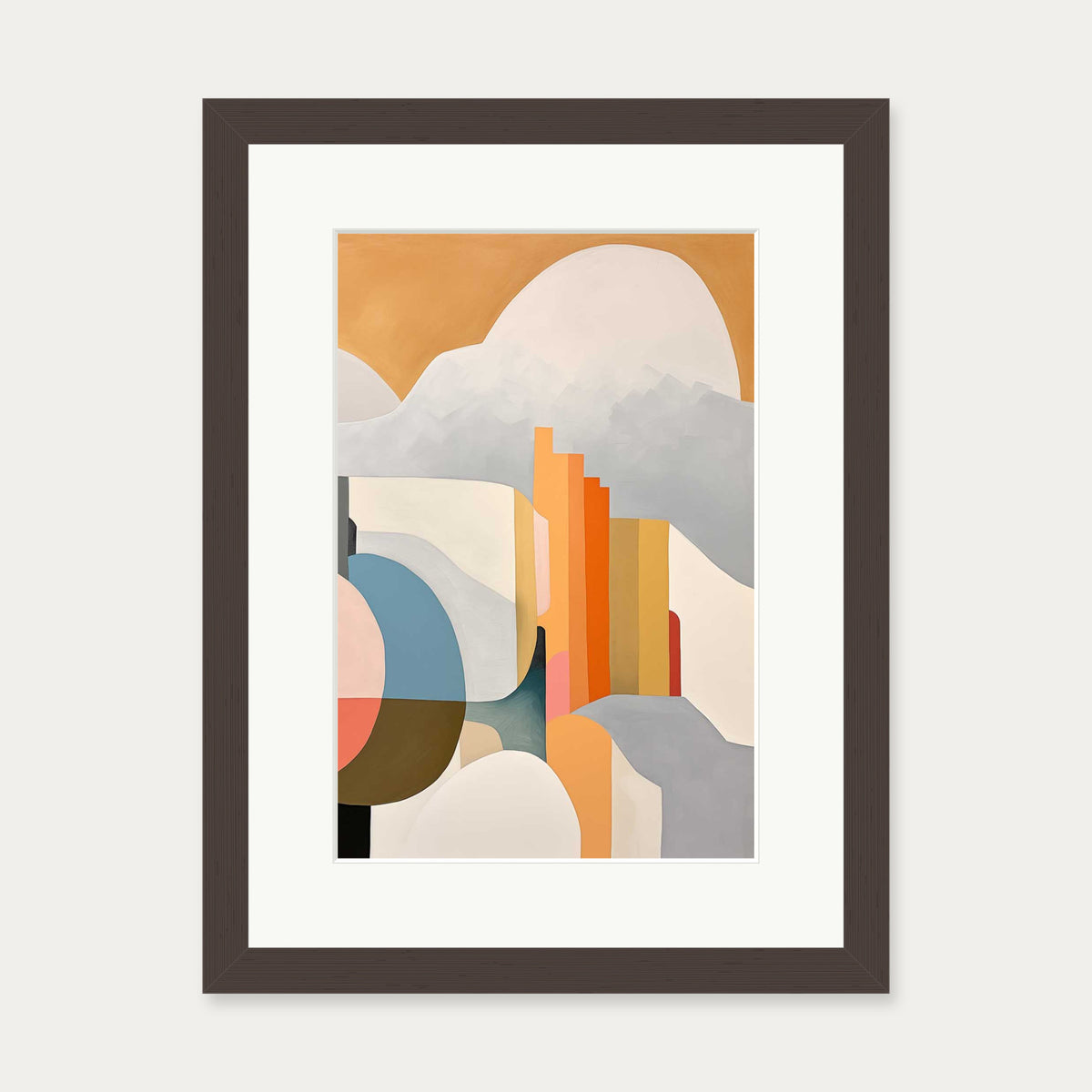 Urban City Art Print — 30 x 40 cm — Brown Frame