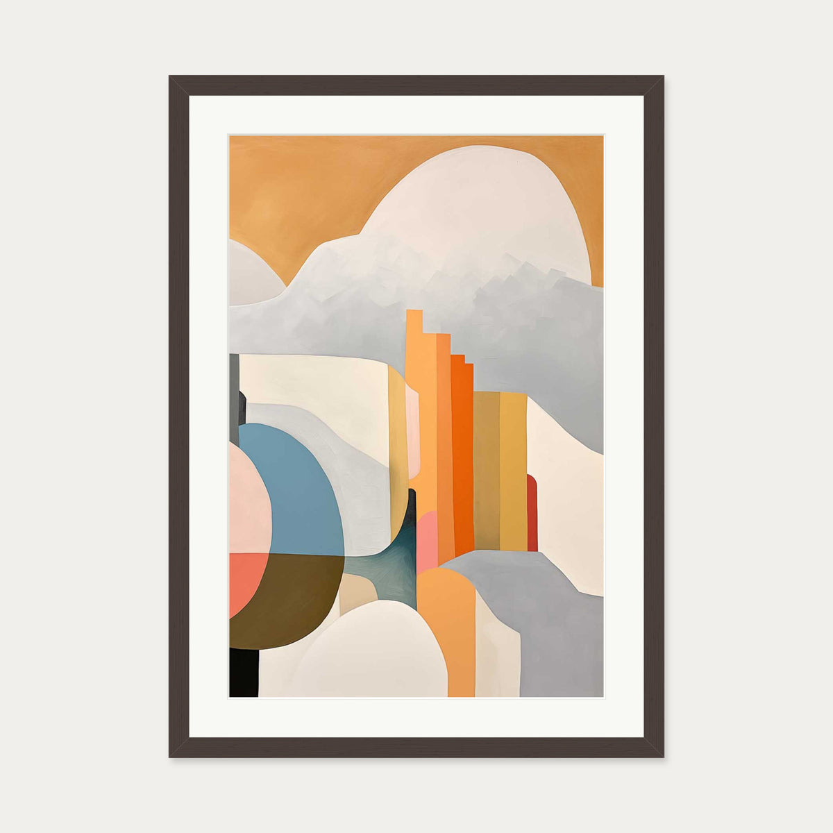 Urban City Art Print — 50 x 70 cm — Brown Frame