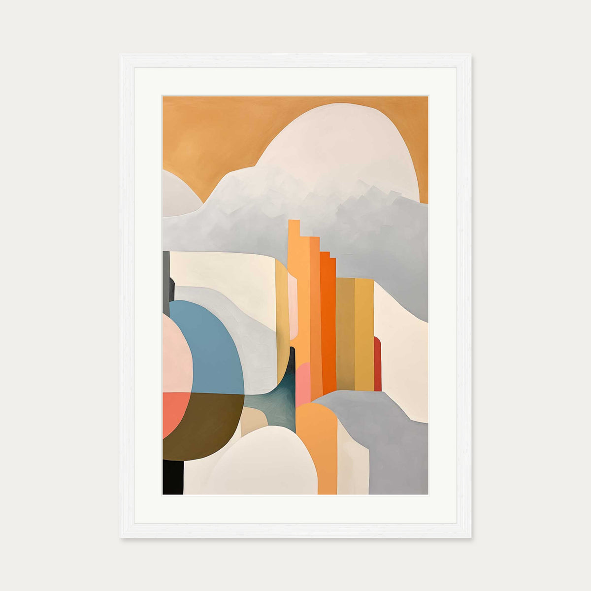 Urban City Art Print — 50 x 70 cm — White Frame
