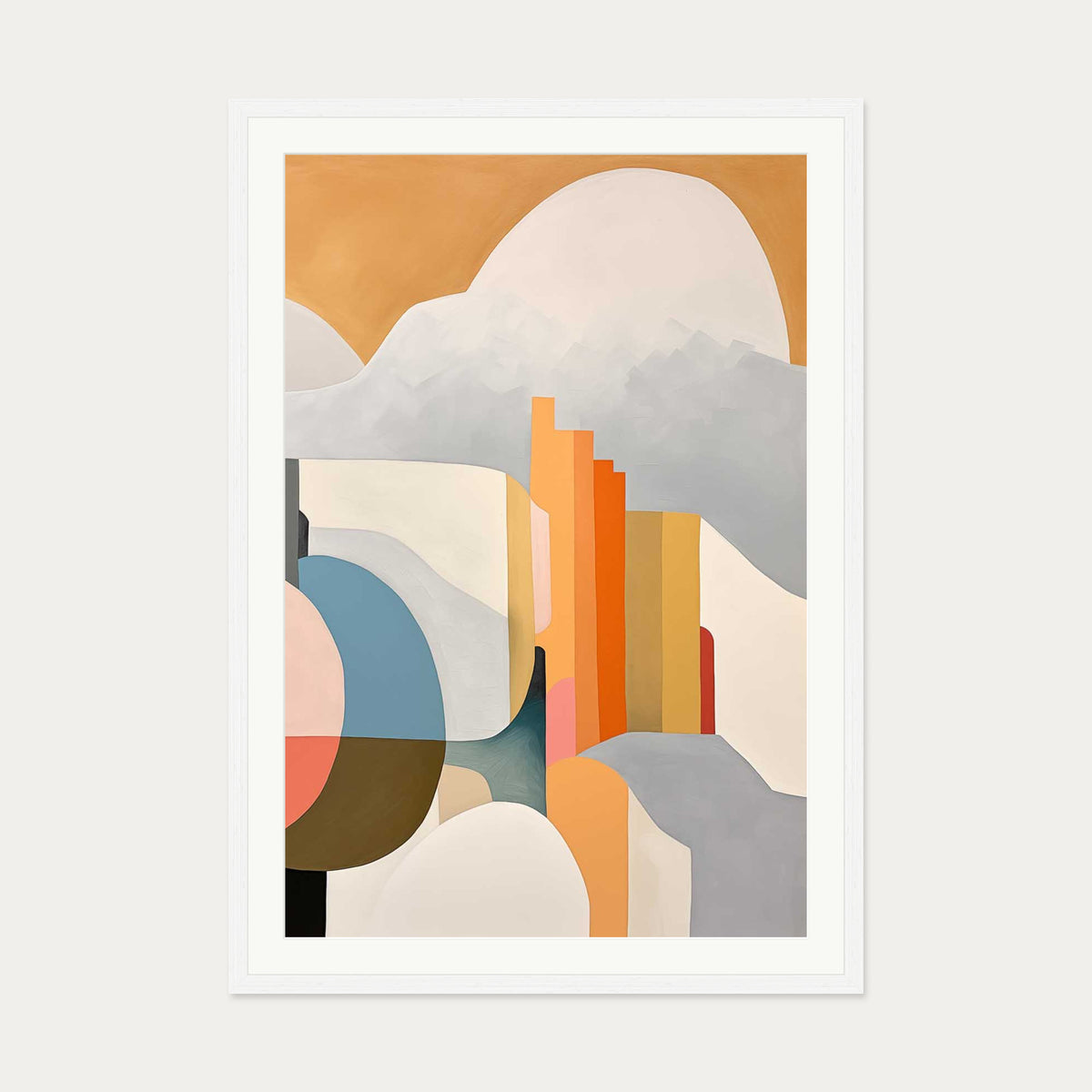 Urban City Art Print — 70 x 100 cm — White Frame