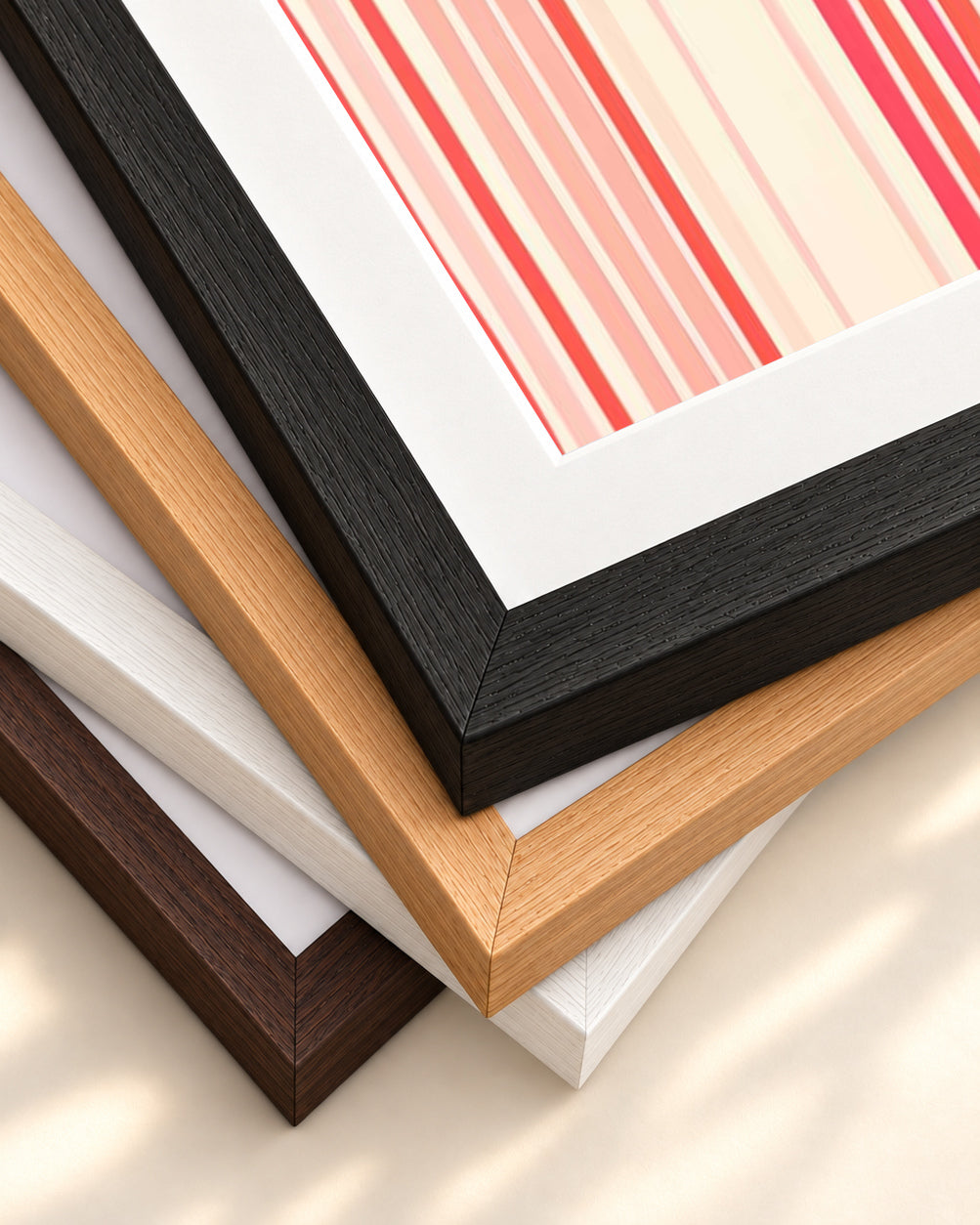 Vertical Lines Wall Art — framed print corner with 5 cm mount and bevel