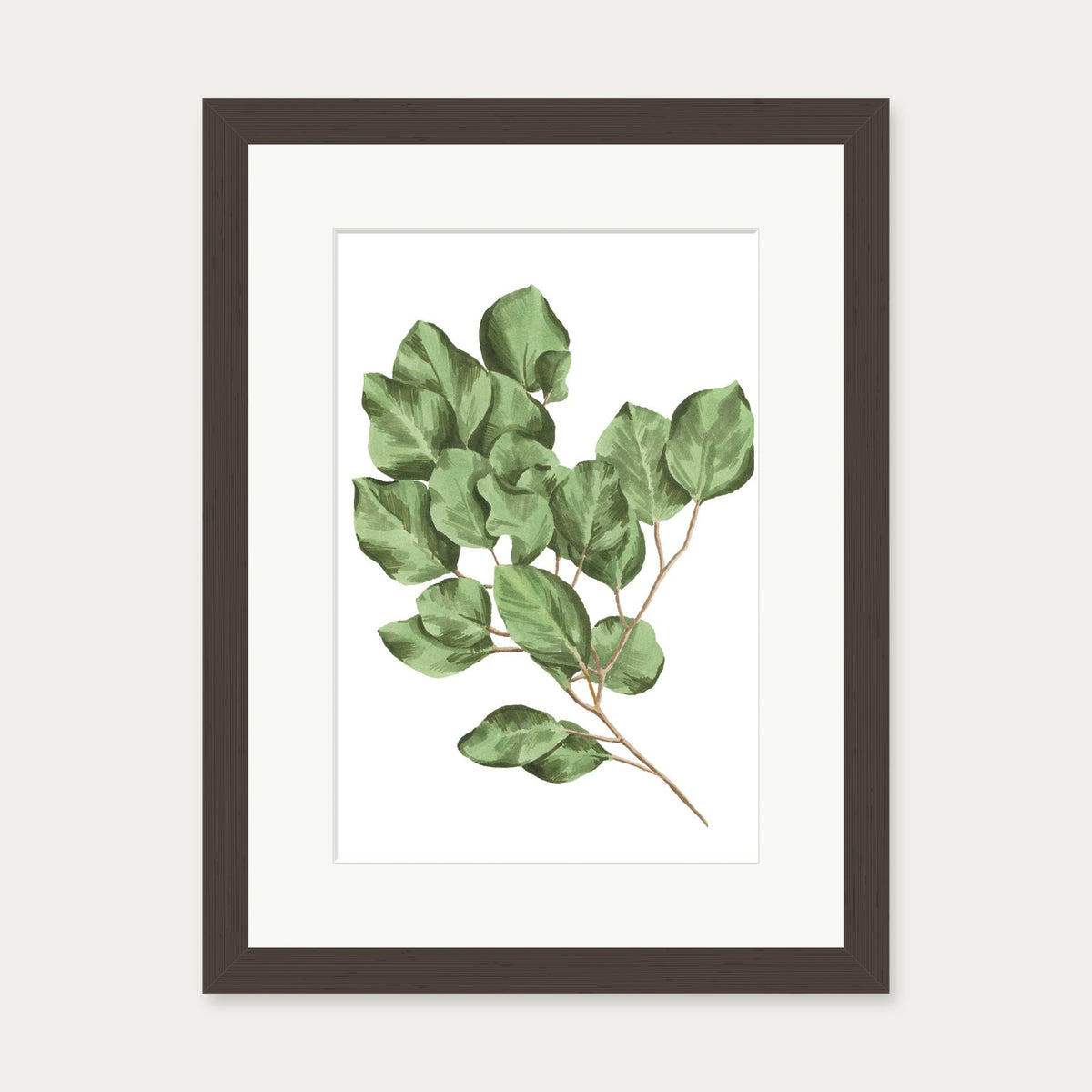 Vibrant Green Leaves Art Print — 30 x 40 cm — Brown Frame