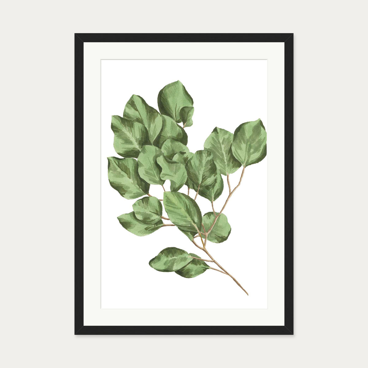 Vibrant Green Leaves Art Print — 50 x 70 cm — Black Frame