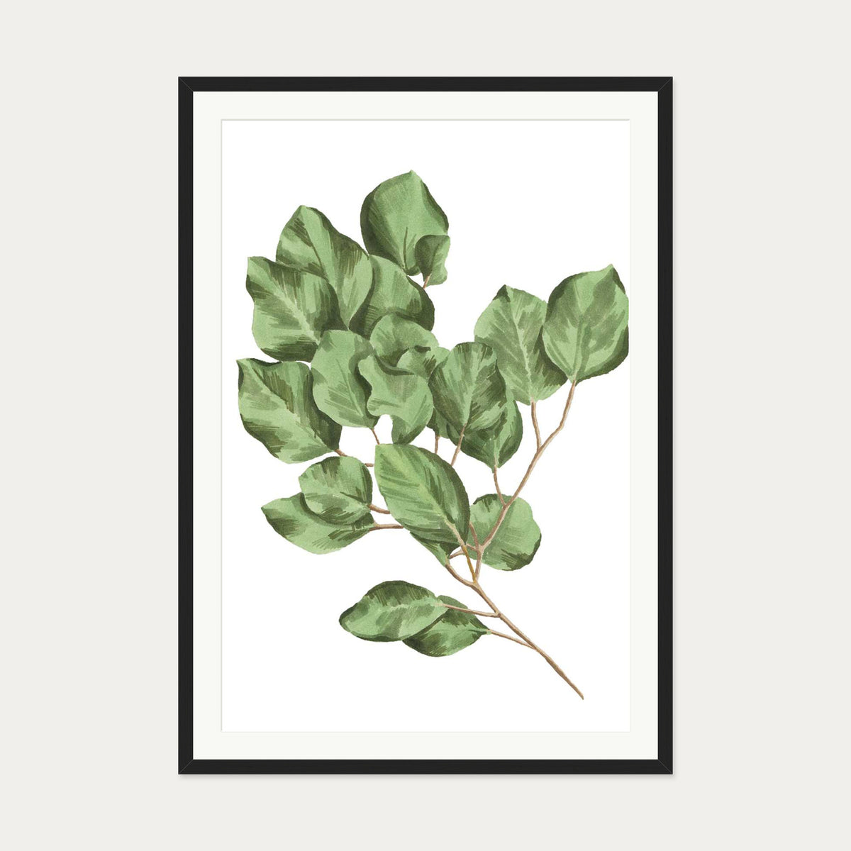 Vibrant Green Leaves Art Print — 70 x 100 cm — Black Frame