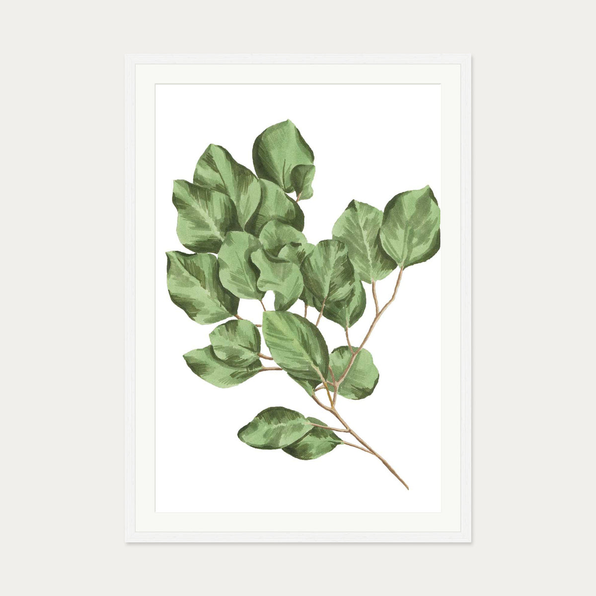 Vibrant Green Leaves Art Print — 70 x 100 cm — White Frame
