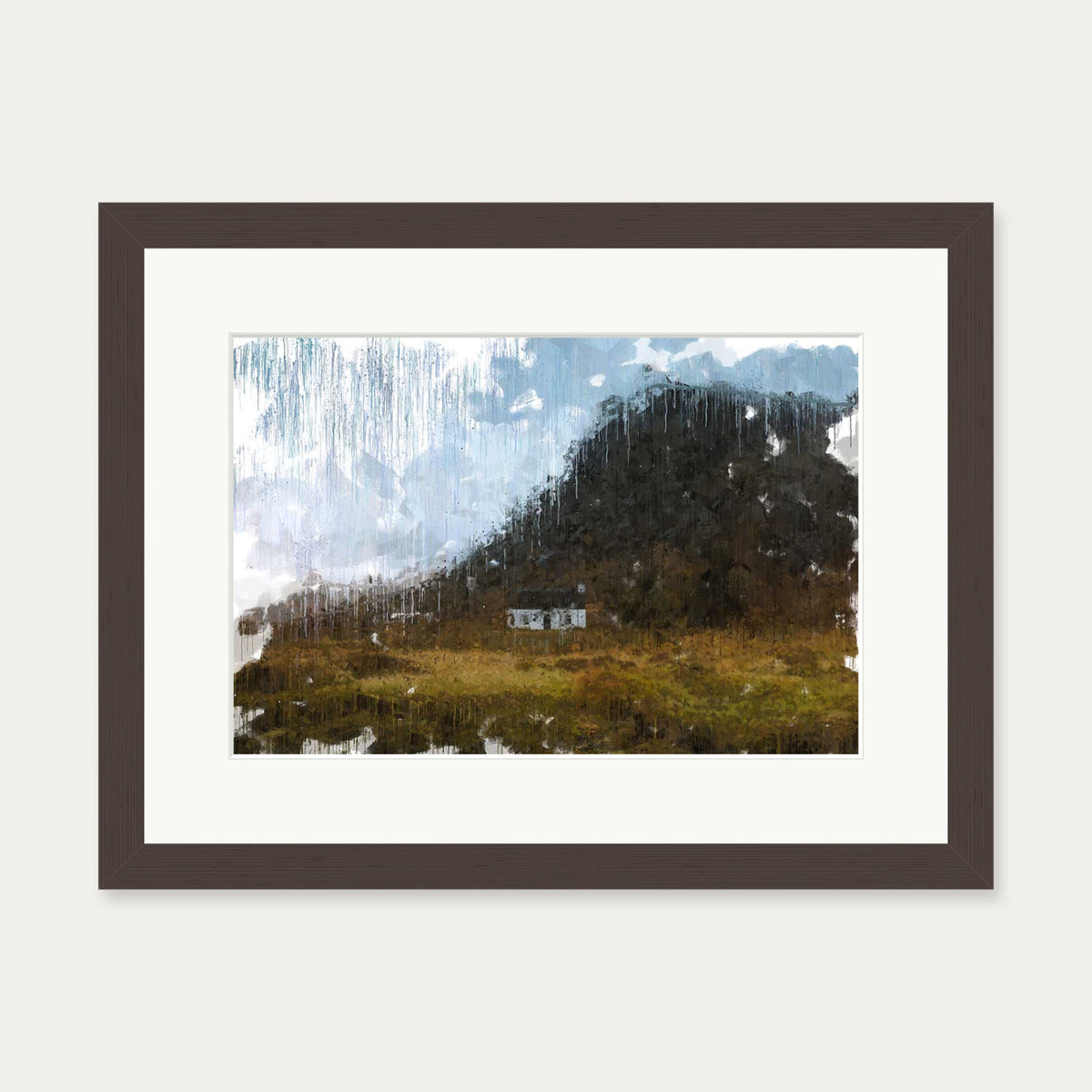 View Over Scottish Hills Art Print — 30 x 40 cm — Brown Frame