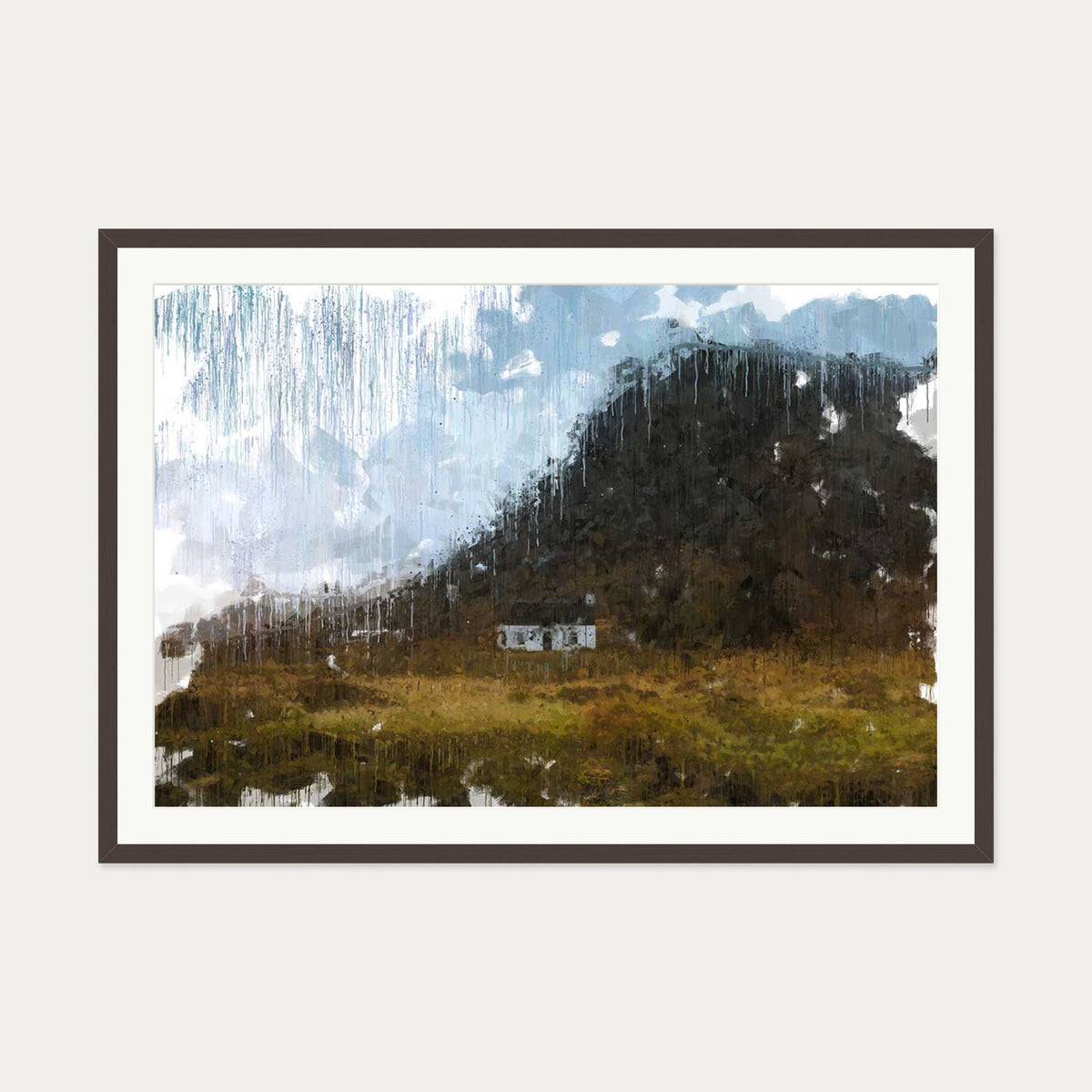 View Over Scottish Hills Art Print — 70 x 100 cm — Brown Frame