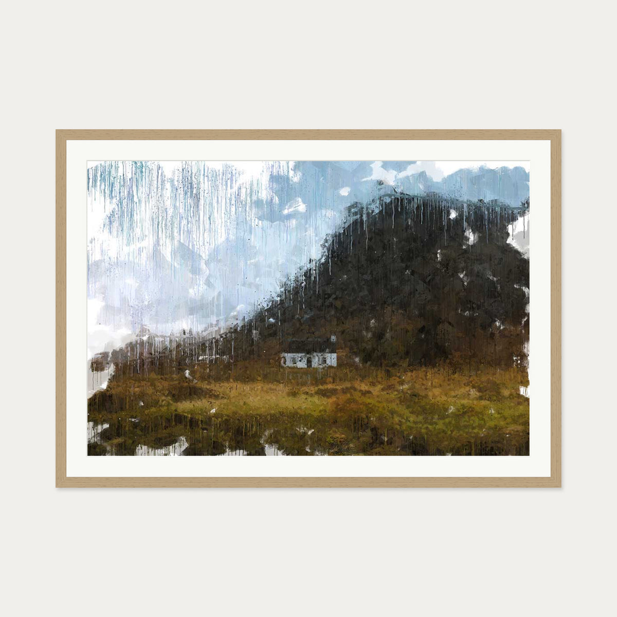 View Over Scottish Hills Art Print — 70 x 100 cm — Oak Frame
