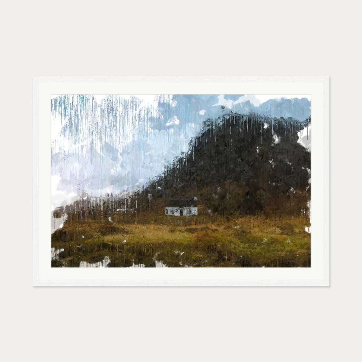 View Over Scottish Hills Art Print — 70 x 100 cm — White Frame