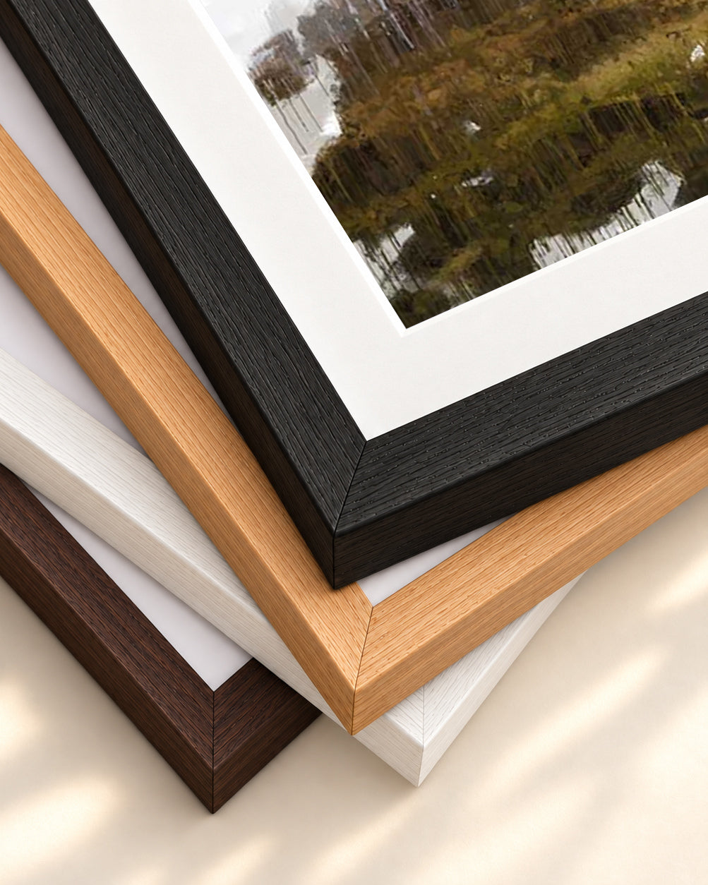 View Over Scottish Hills Art Print — framed print corner with 5 cm mount and bevel