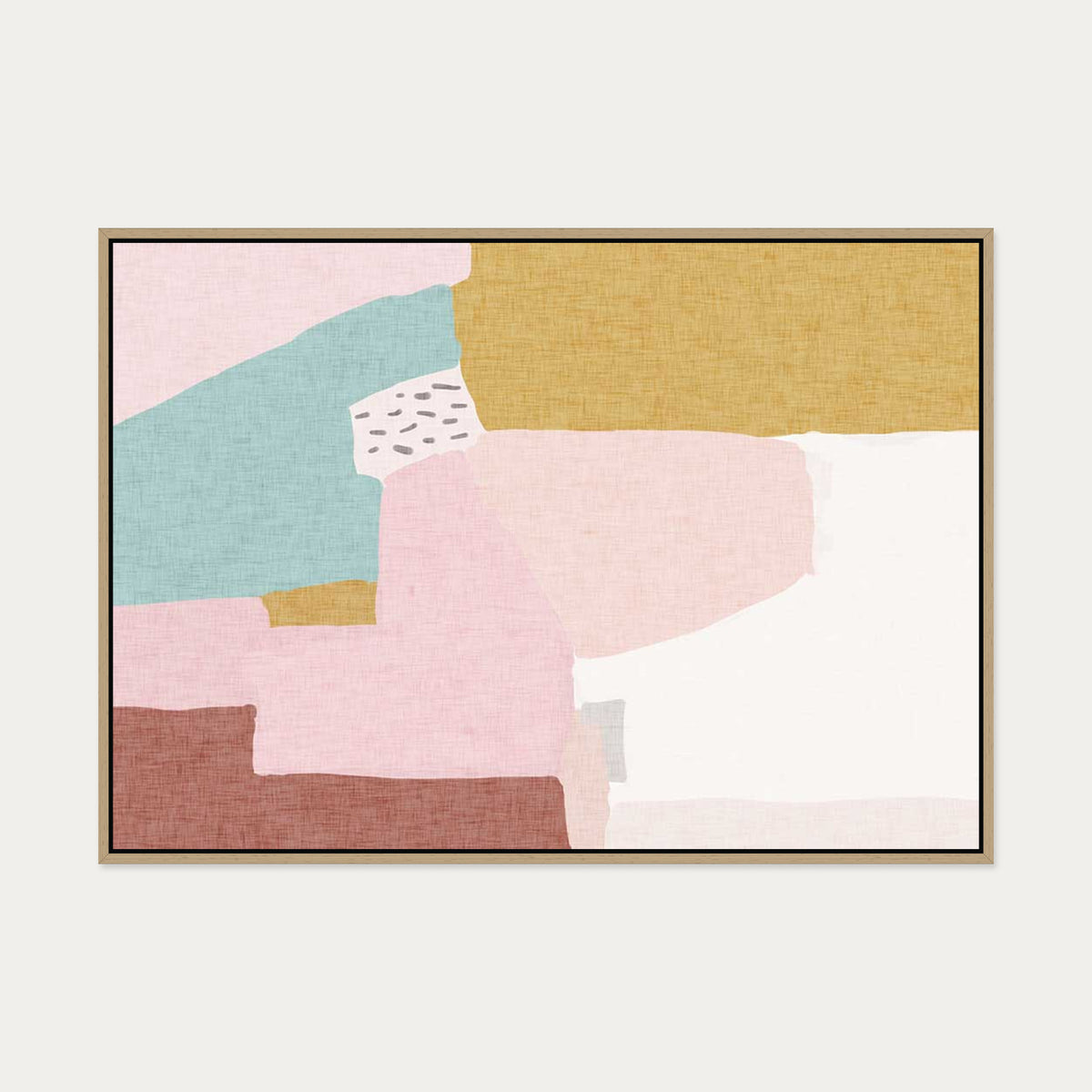 Vintage Abstract Canvas Art — 70 x 100 cm — Oak Frame