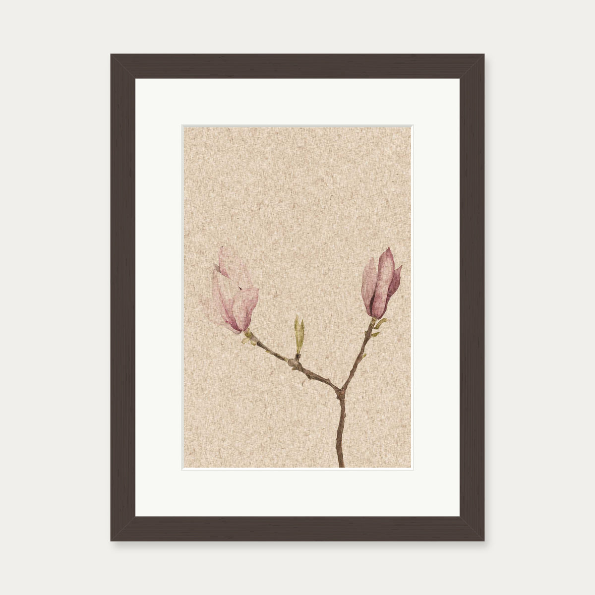 Vintage Rose Art Print — 30 x 40 cm — Brown Frame