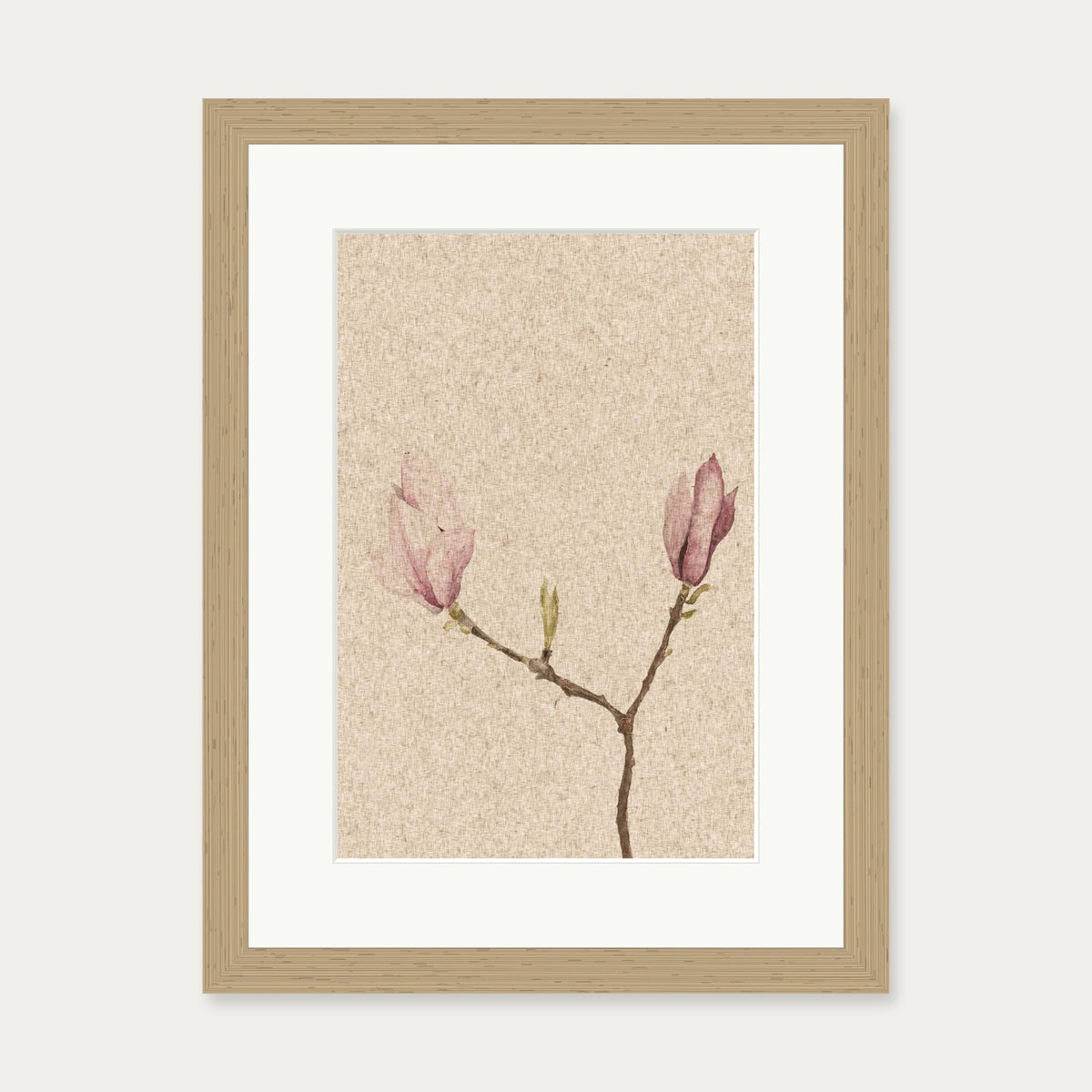 Vintage Rose Art Print — 30 x 40 cm — Oak Frame