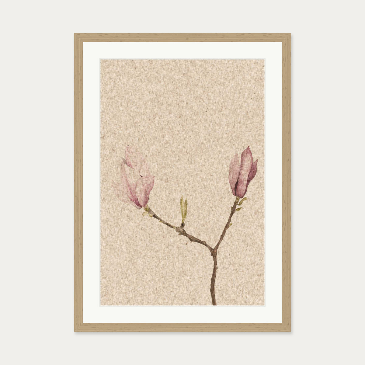 Vintage Rose Art Print — 50 x 70 cm — Oak Frame