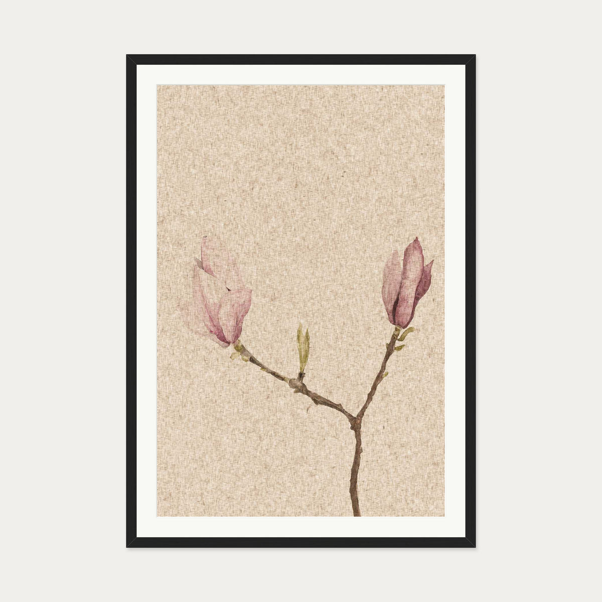 Vintage Rose Art Print — 70 x 100 cm — Black Frame