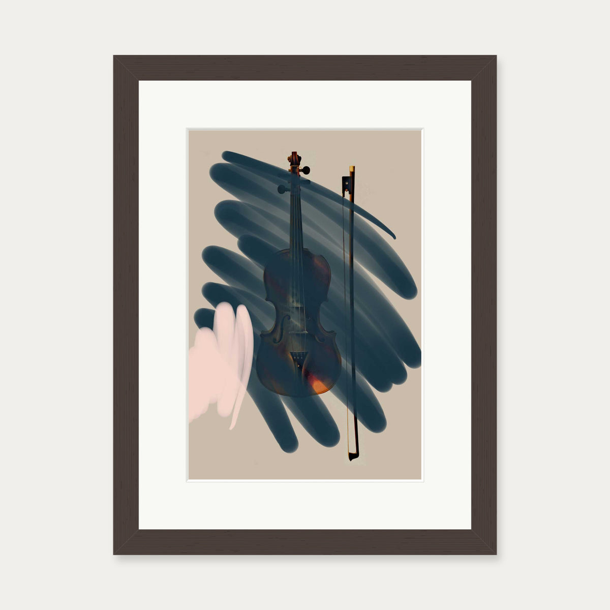 Violin Contemporary Art Print — 30 x 40 cm — Brown Frame