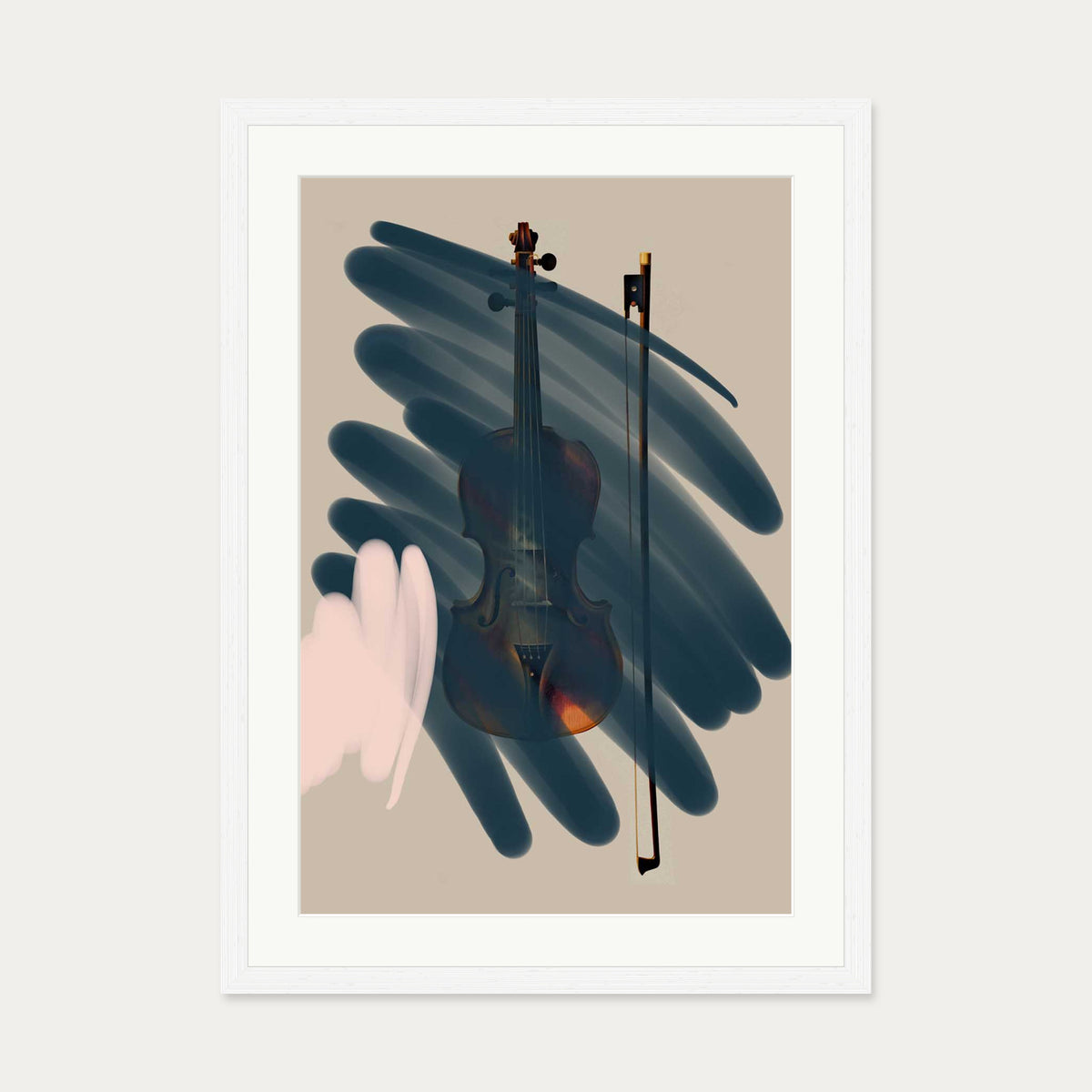Violin Contemporary Art Print — 50 x 70 cm — White Frame