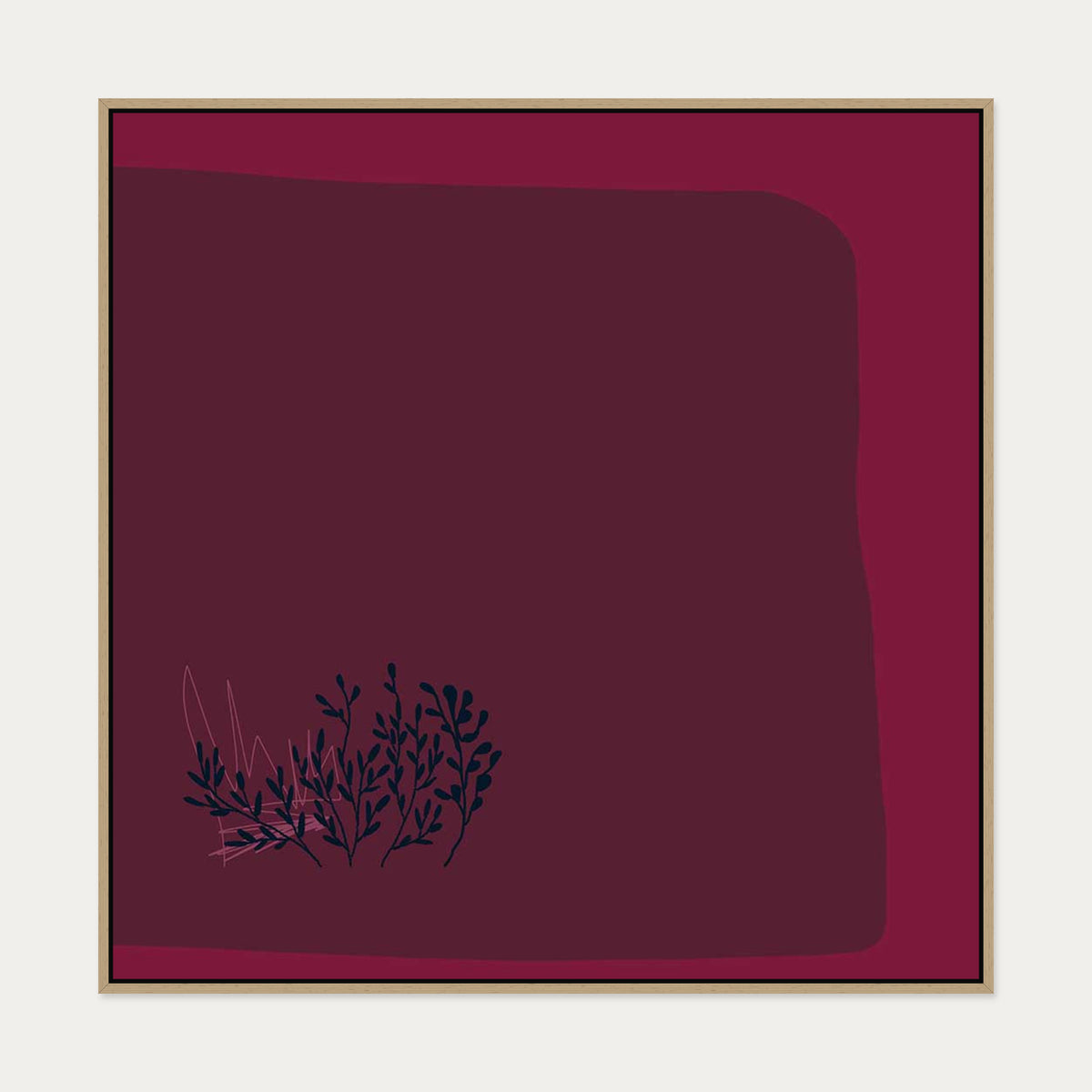 Viva Magenta III Canvas Art — 100 x 100 cm — Oak Frame