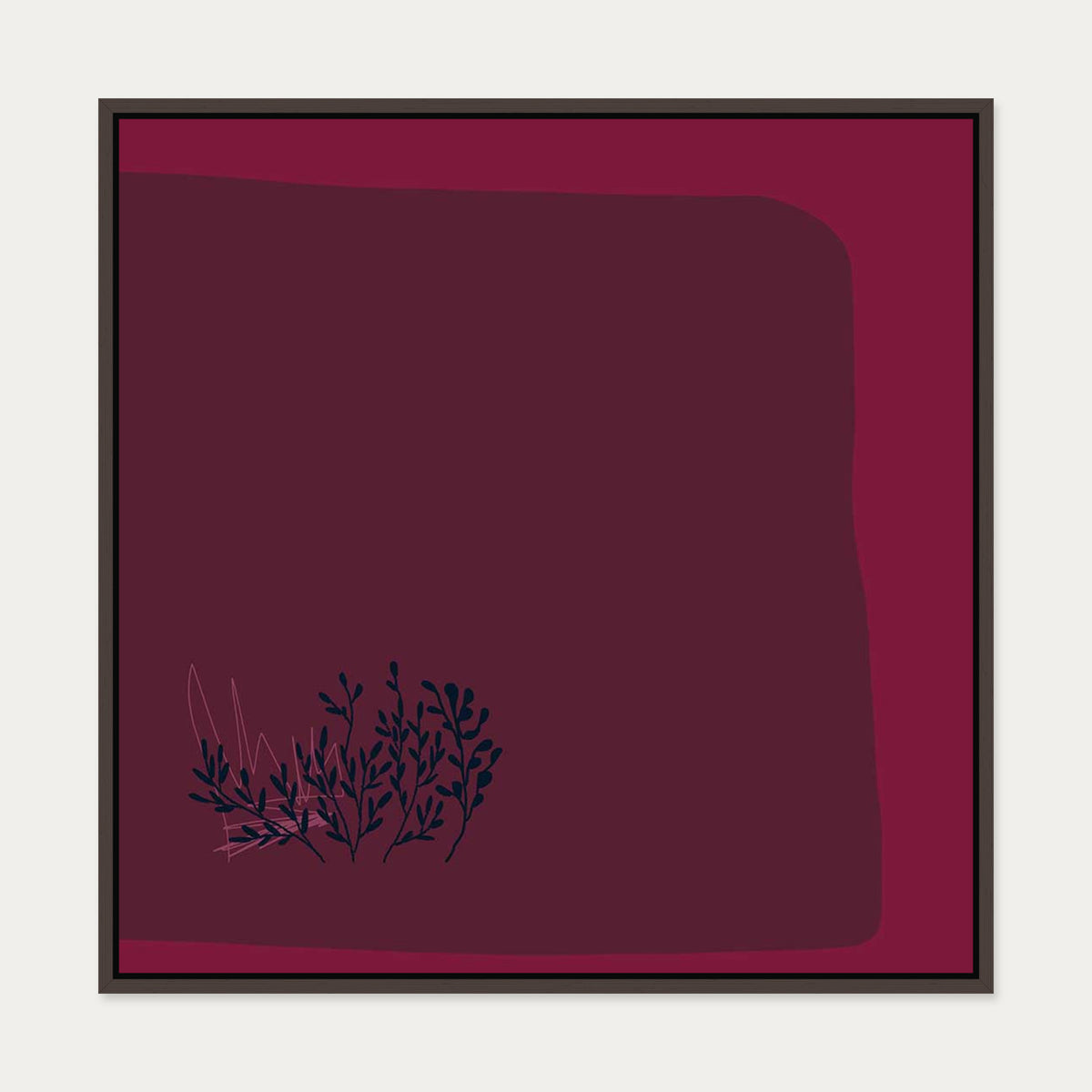 Viva Magenta III Canvas Art — 70 x 70 cm — Brown Frame