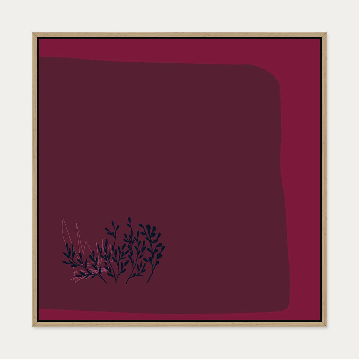 Viva Magenta III Canvas Art — 70 x 70 cm — Oak Frame
