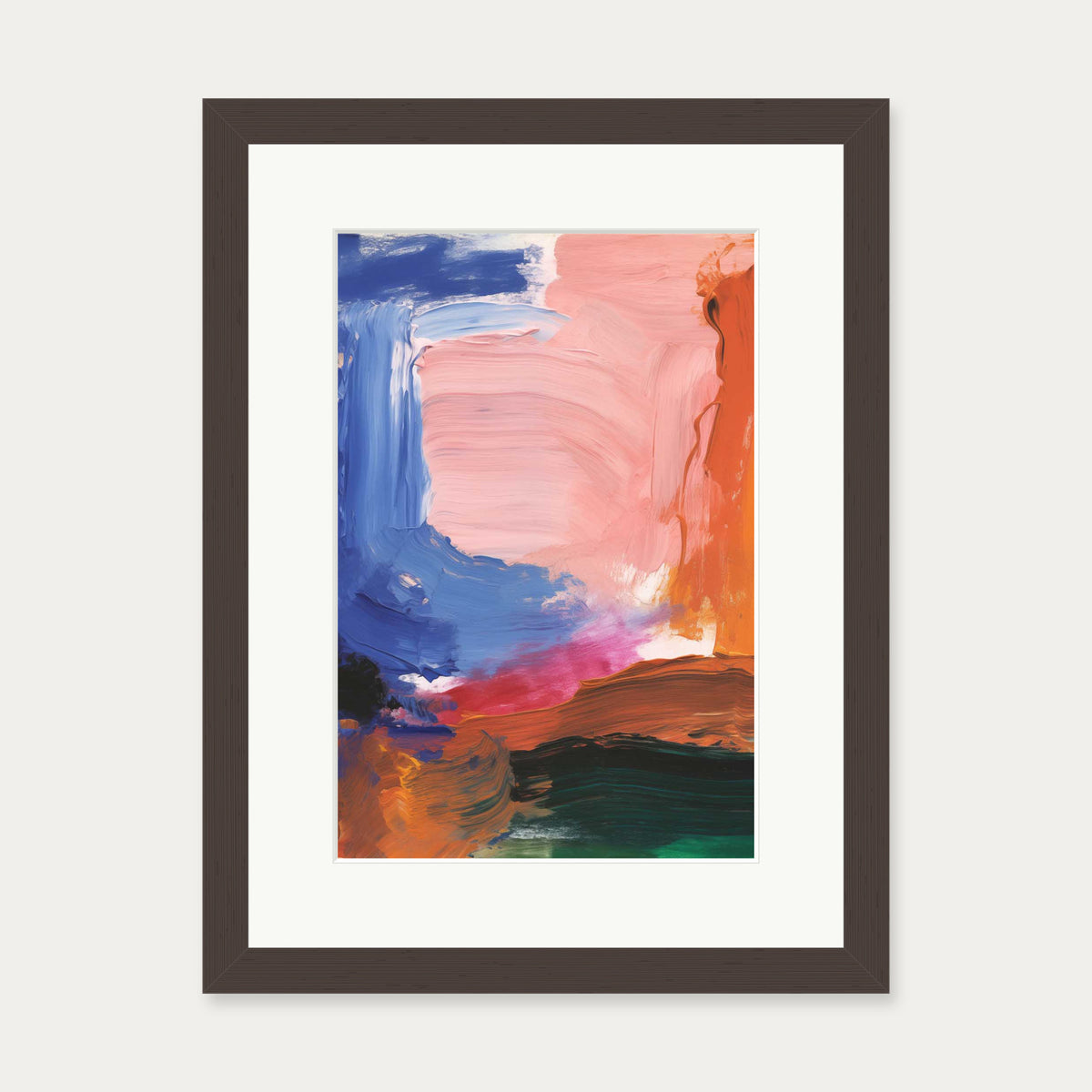 Vivid Abstract Colour Art Print — 30 x 40 cm — Brown Frame